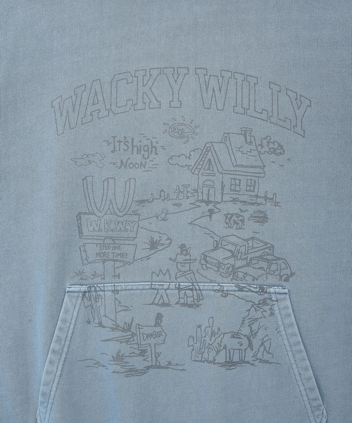 와키윌리(WACKY WILLY) 타운 그래픽 다잉 후드 블루