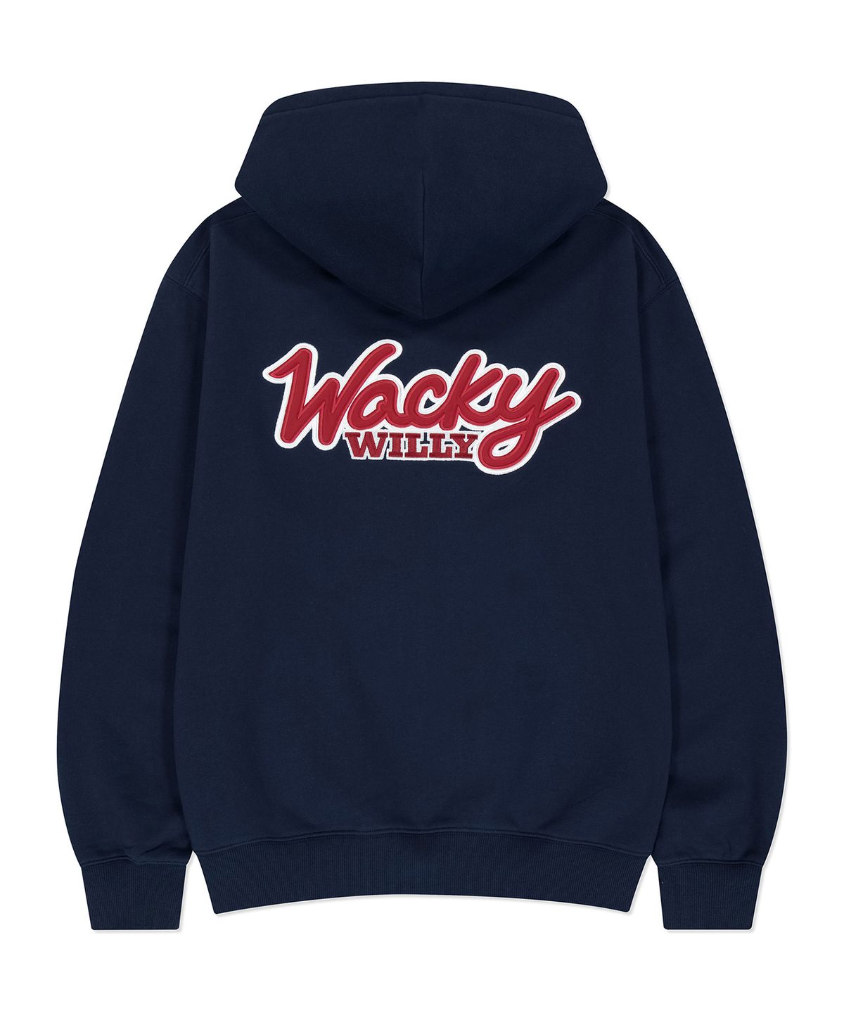 와키윌리(WACKY WILLY) 타이포 아플리케 후드집업 네이비