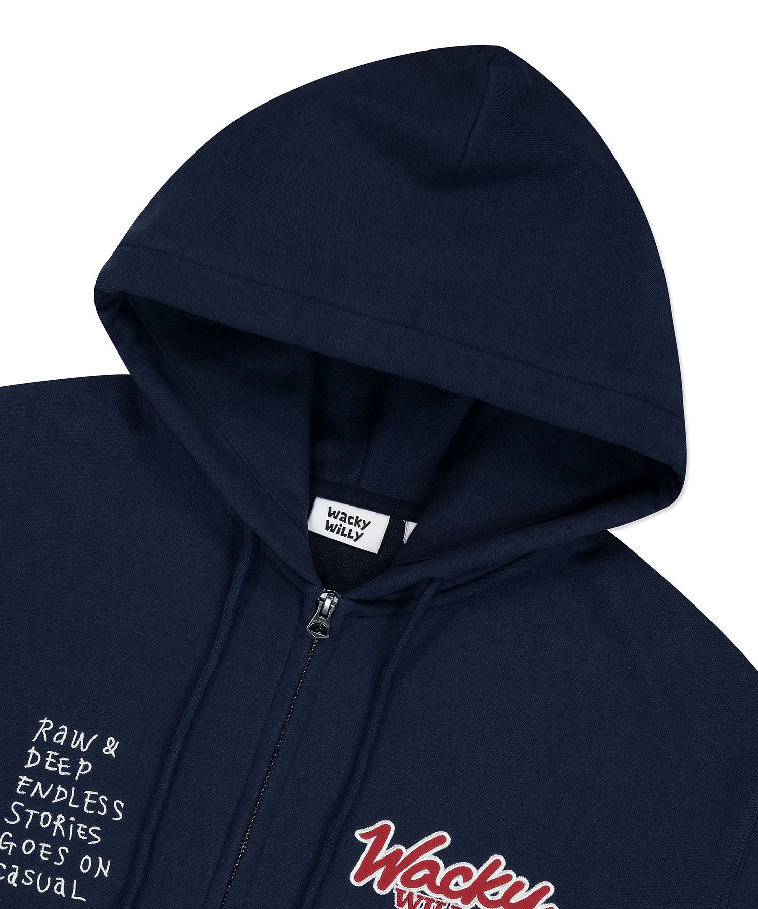 ★Wacky WiLLy★ Typography Applique Hoodie Navy MUSINSA | WACKY WILLY Typography Applique Hoodie Navy