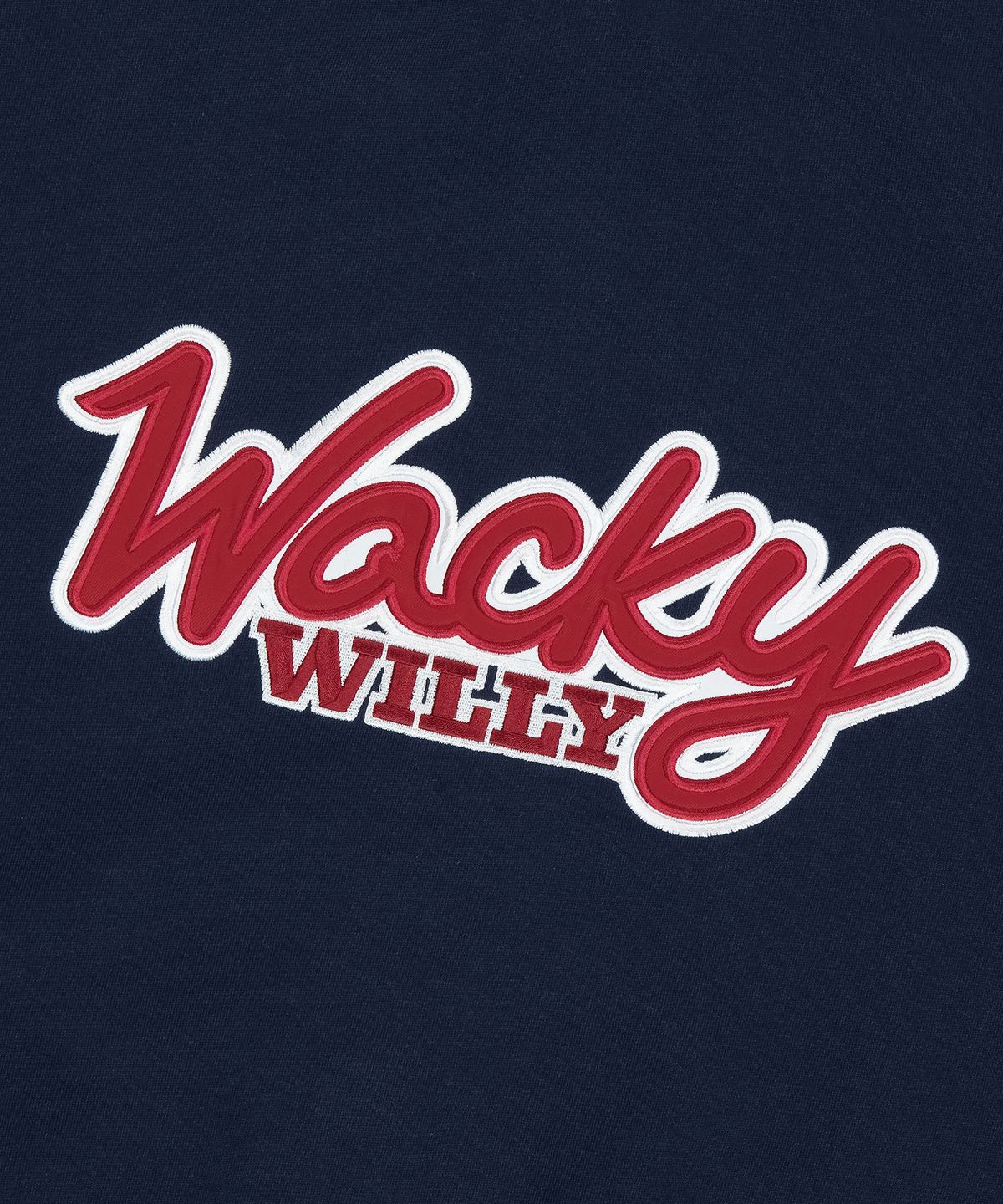 와키윌리(WACKY WILLY) 타이포 아플리케 후드집업 네이비