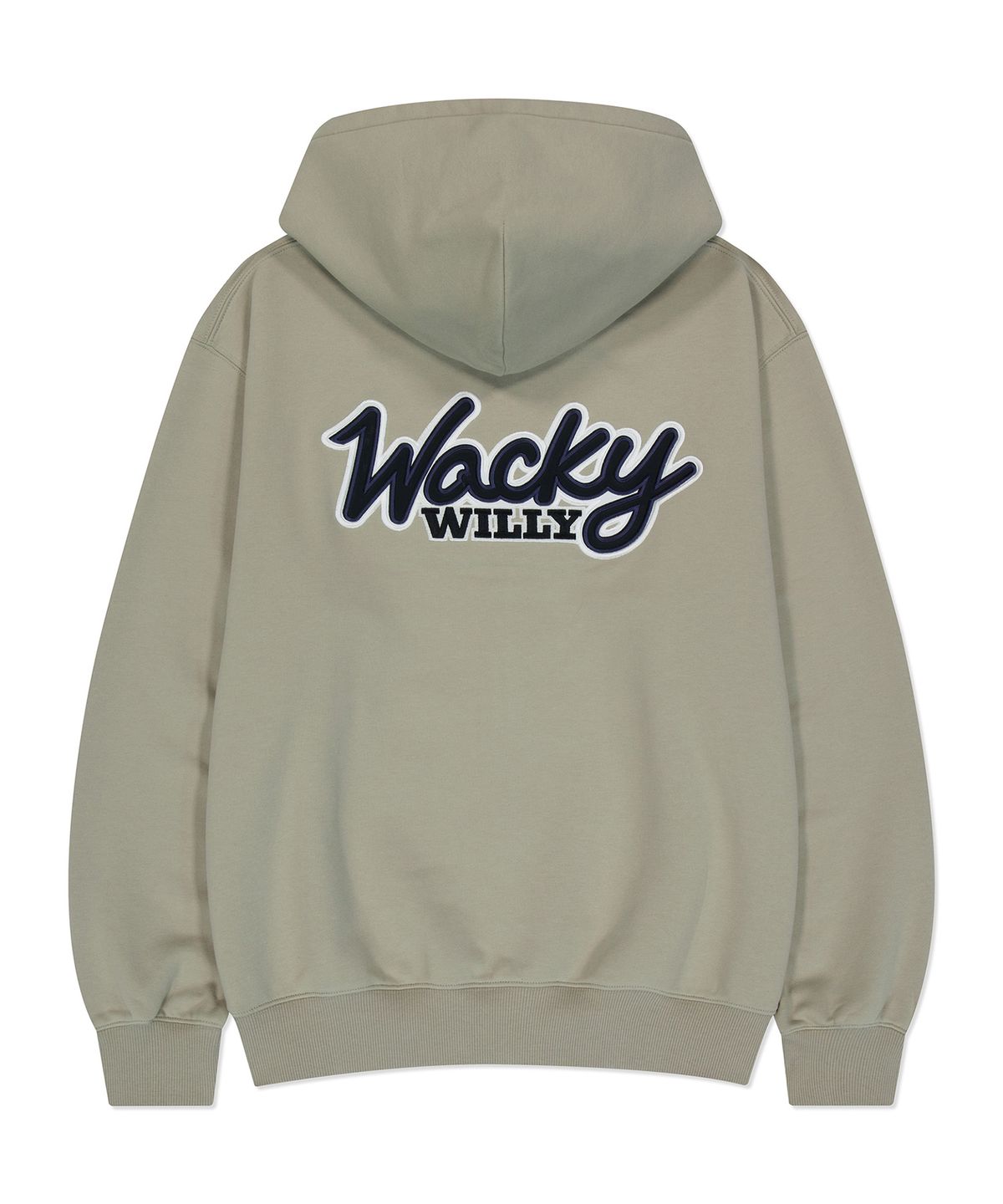 와키윌리(WACKY WILLY) 타이포 아플리케 후드집업 베이지