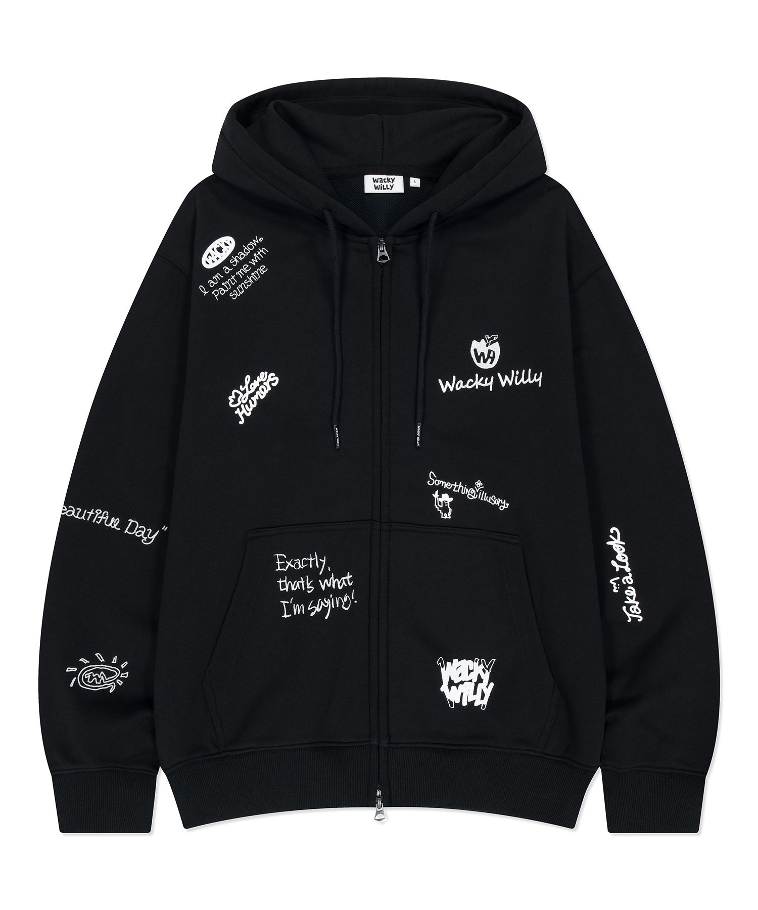 MUSINSA | WACKY WILLY Kiki All Over Graffiti Hoodie Black