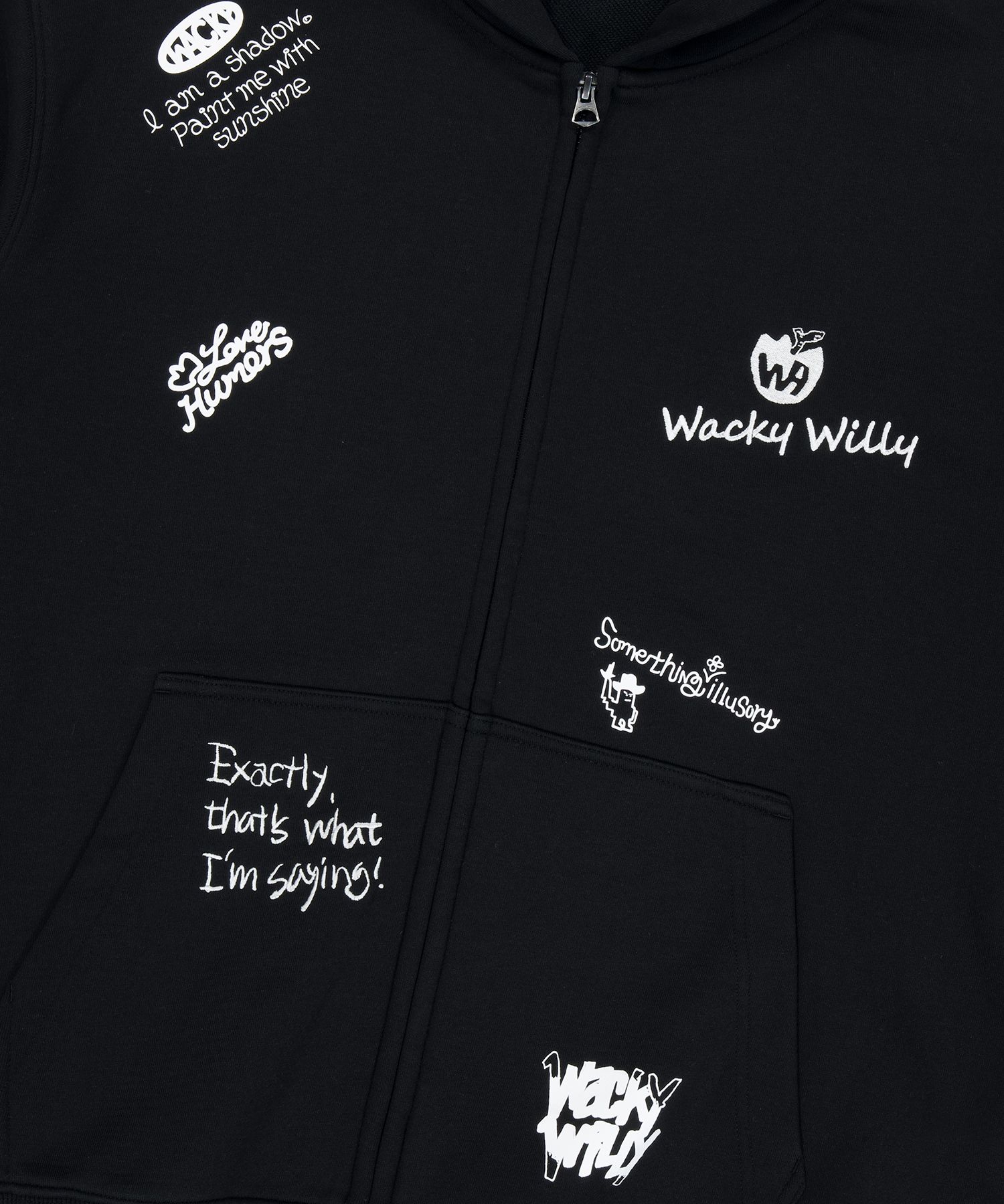 MUSINSA | WACKY WILLY Kiki All Over Graffiti Hoodie Black
