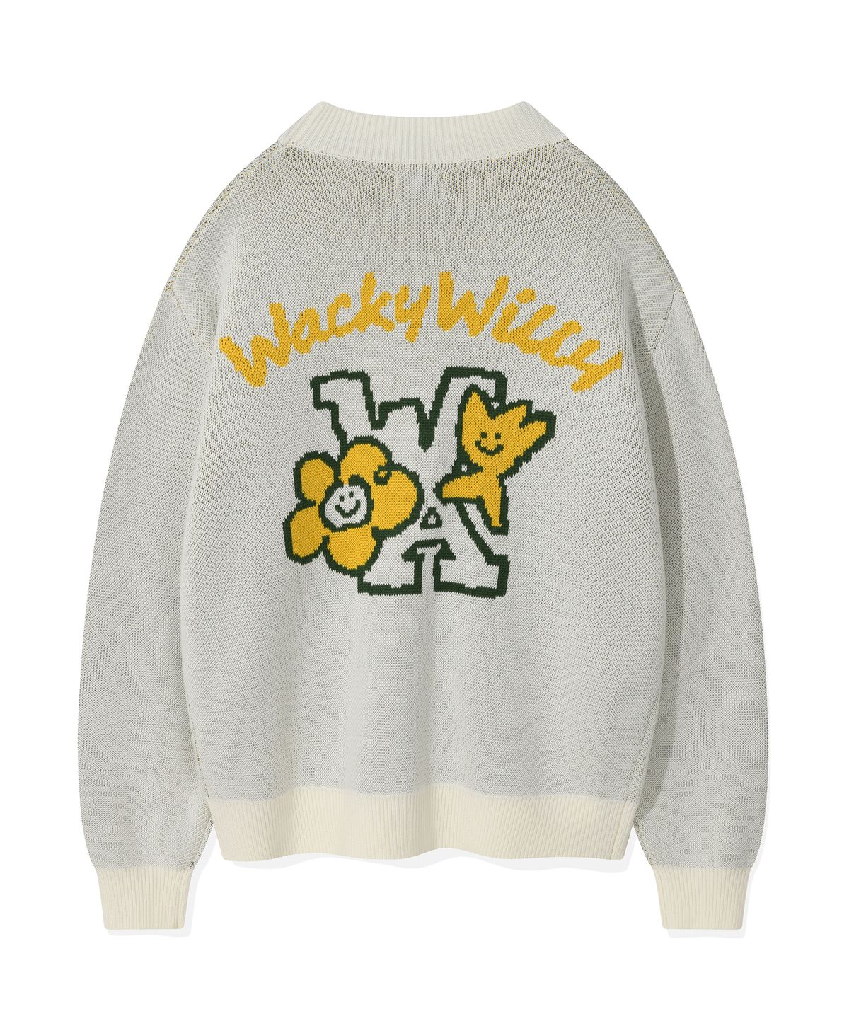와키윌리(WACKY WILLY) 키키앤릴리 패치 브이넥 가디건 크림
