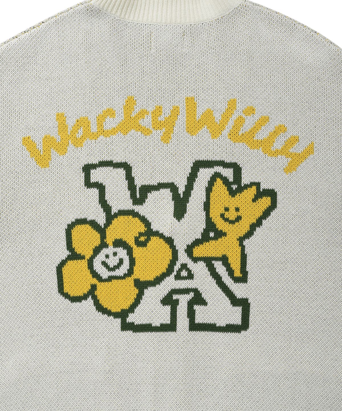 와키윌리(WACKY WILLY) 키키앤릴리 패치 브이넥 가디건 크림