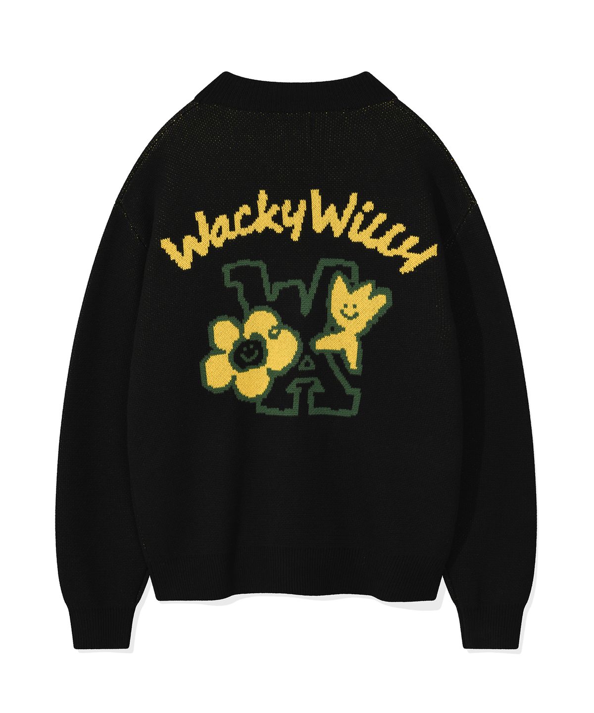 와키윌리(WACKY WILLY) 키키앤릴리 패치 브이넥 가디건 블랙