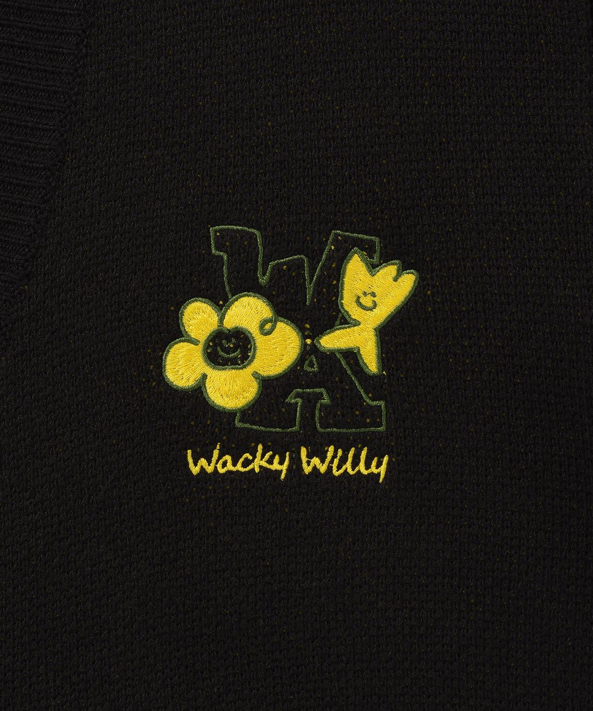와키윌리(WACKY WILLY) 키키앤릴리 패치 브이넥 가디건 블랙