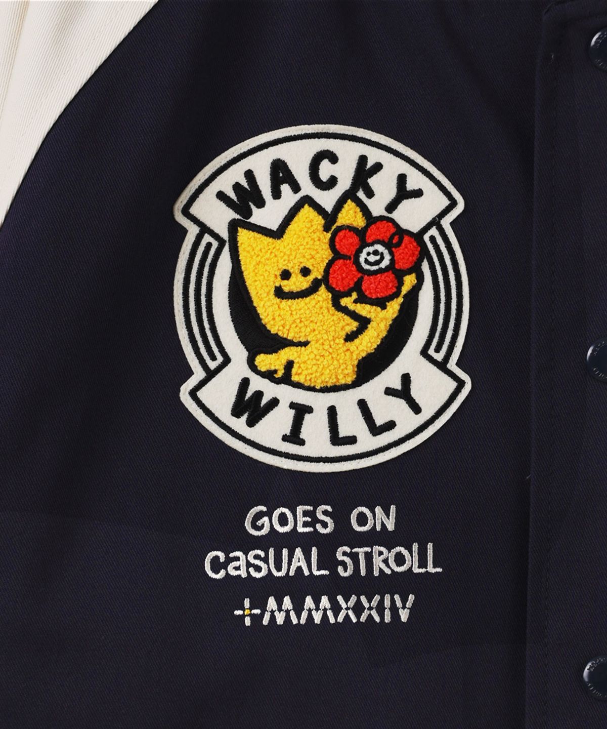 와키윌리(WACKY WILLY) 패치워크 바시티 자켓 다크네이비