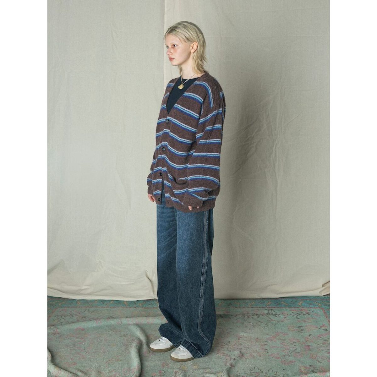 샌드 사운드(SAND SOUND) Mohair Stripe Cardigan  Brown