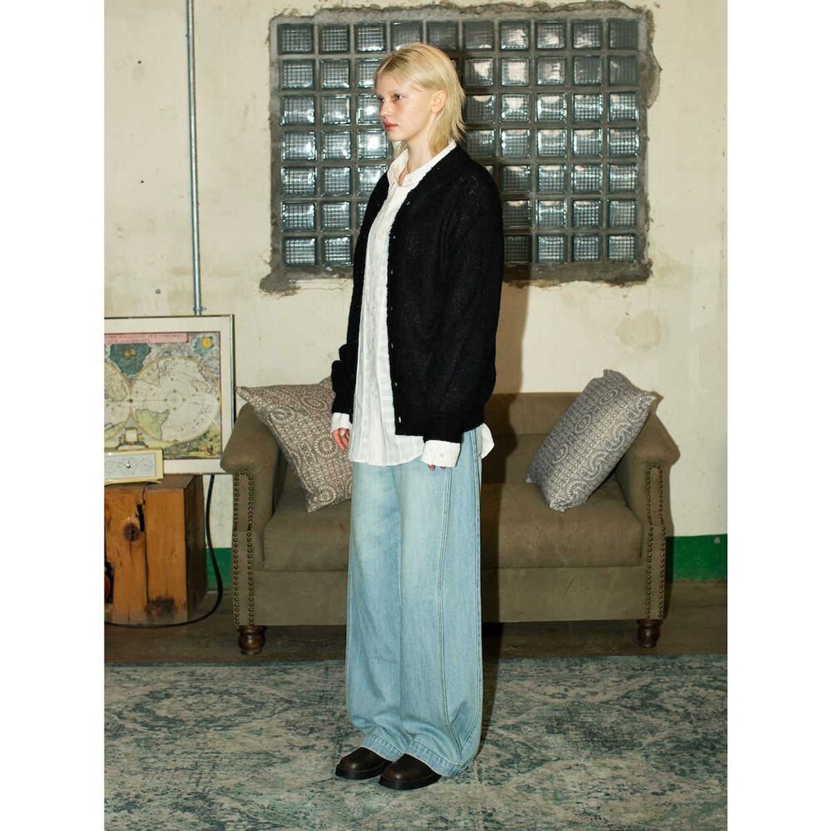 샌드 사운드(SAND SOUND) Solid UNeck Cardigan  Black
