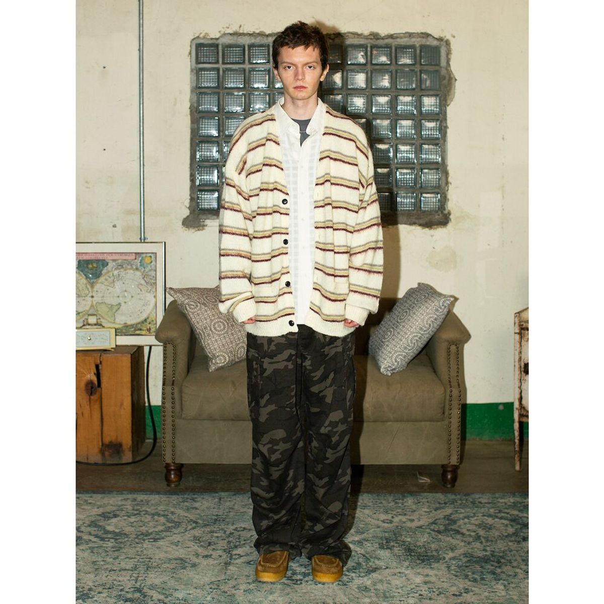 샌드 사운드(SAND SOUND) Mohair Stripe Cardigan  Beige