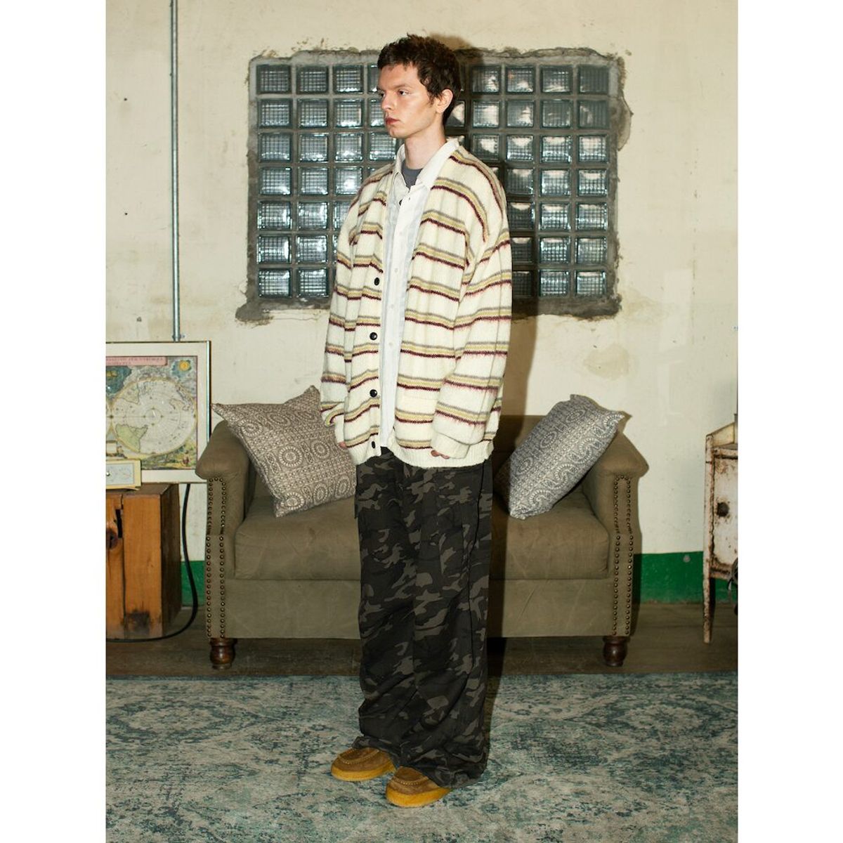 샌드 사운드(SAND SOUND) Mohair Stripe Cardigan  Beige