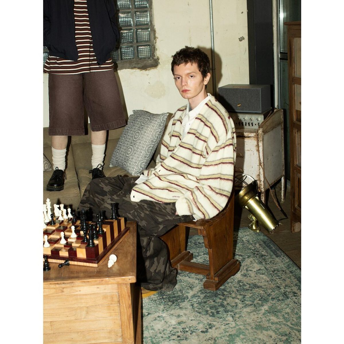 샌드 사운드(SAND SOUND) Mohair Stripe Cardigan  Beige