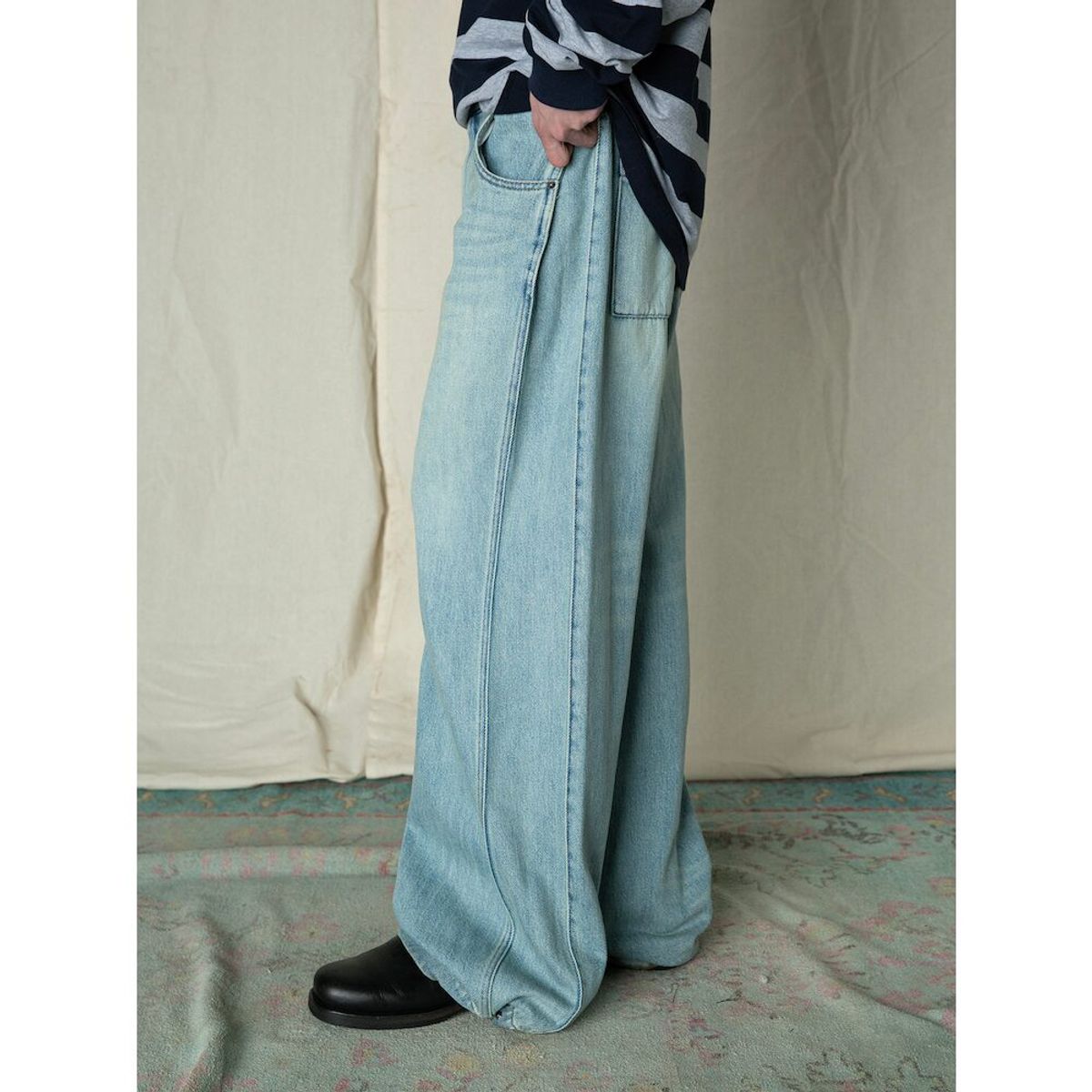 샌드 사운드(SAND SOUND) Gather Wide Denim Pants  Sky Blue
