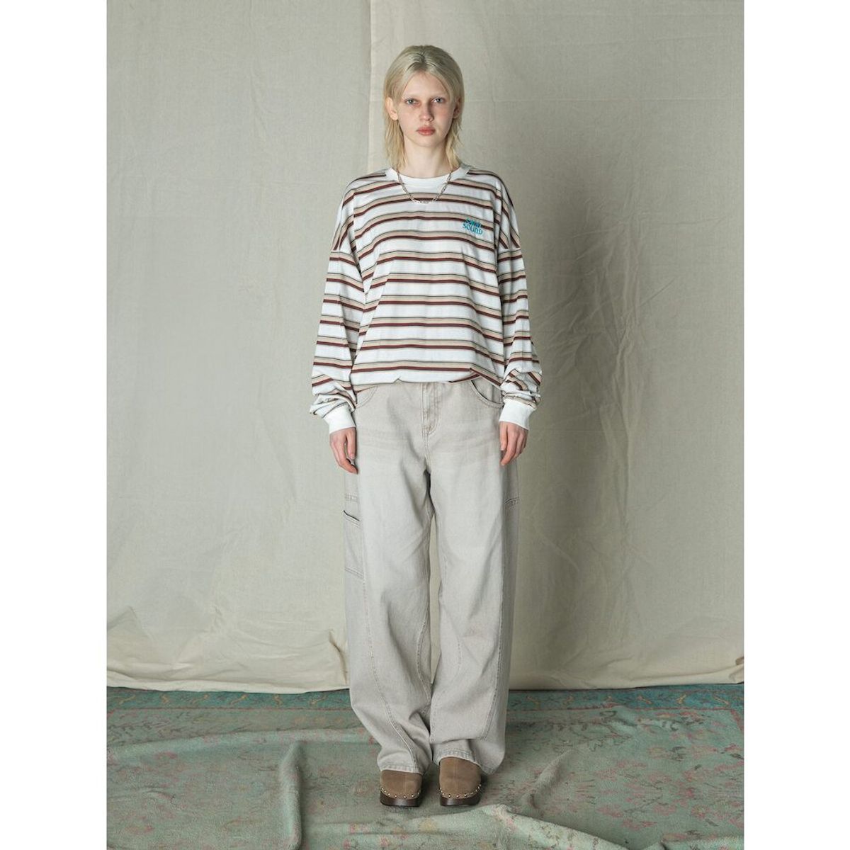 샌드 사운드(SAND SOUND) Washed Cachion Oval Wide Denim Pants  Beige