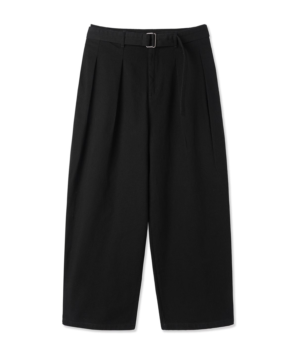 오픈야드(오와이)(OPENYARD(OY)) BELTED SIDE TWO TUCK WIDE PANTS - BLACK