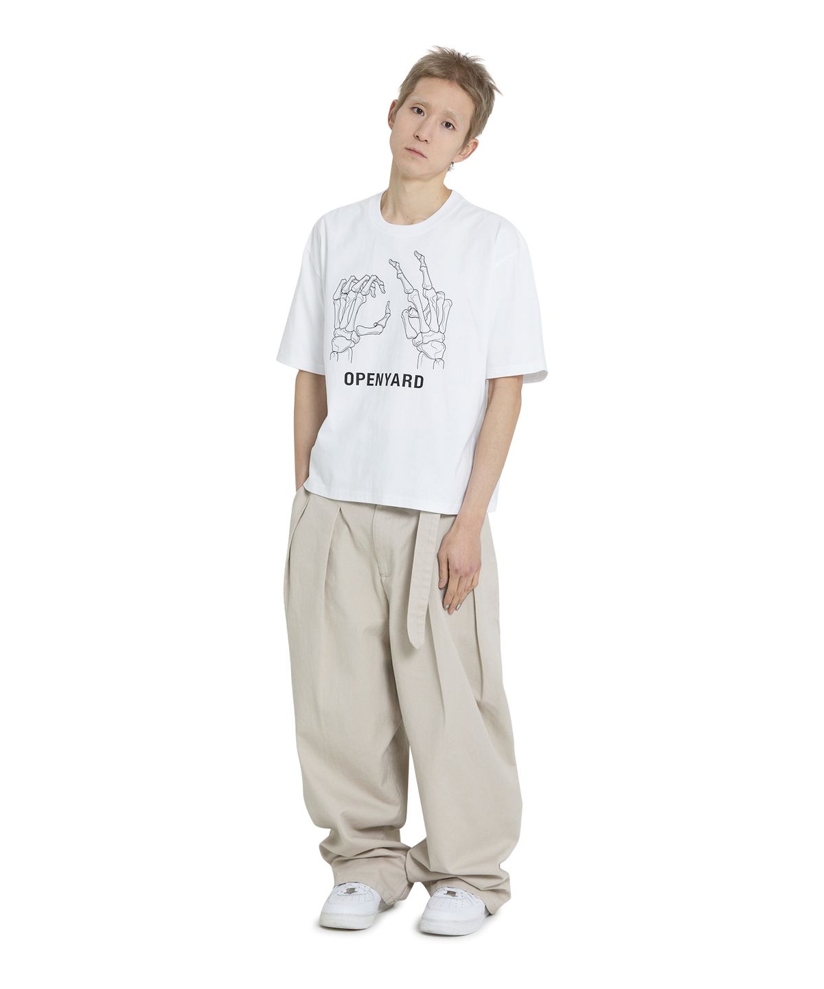 오픈야드(오와이)(OPENYARD(OY)) BONE HAND CROPPED TEE - WHITE