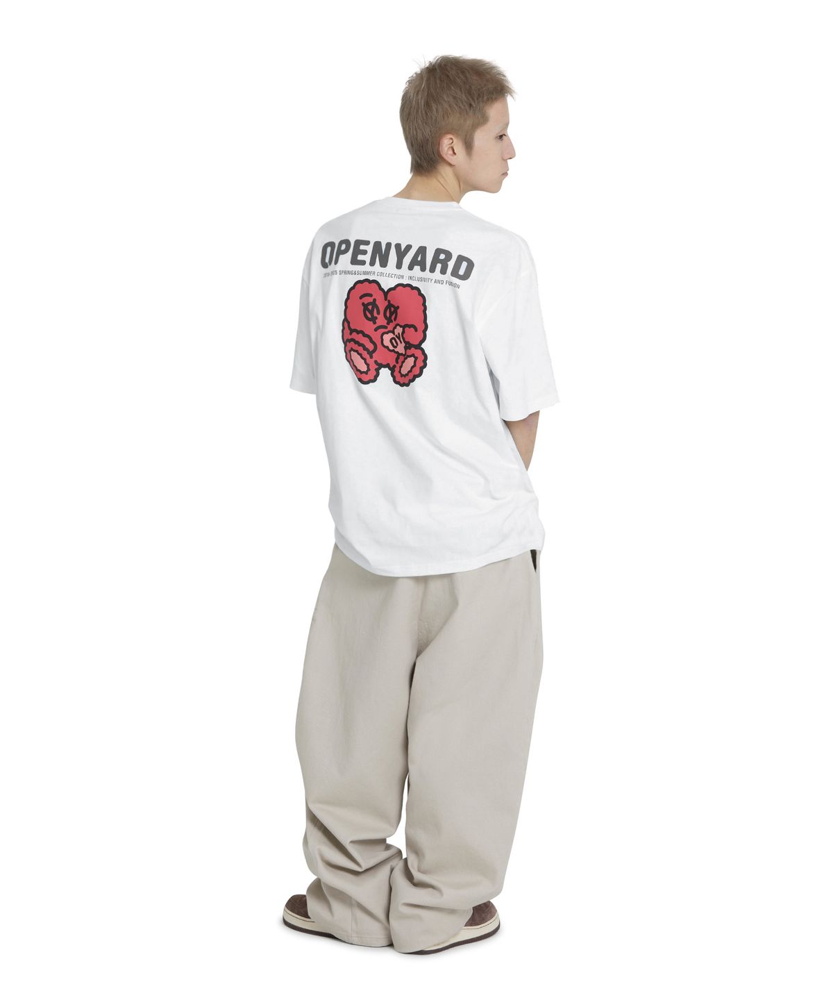 오픈야드(오와이)(OPENYARD(OY)) BOUCLE HEART TEE - WHITE