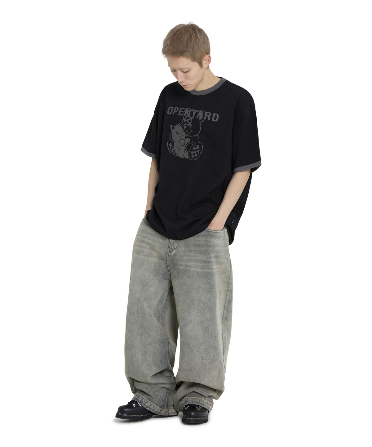 오픈야드(오와이)(OPENYARD(OY)) ODOLLY COTY RINGER TEE - BLACK