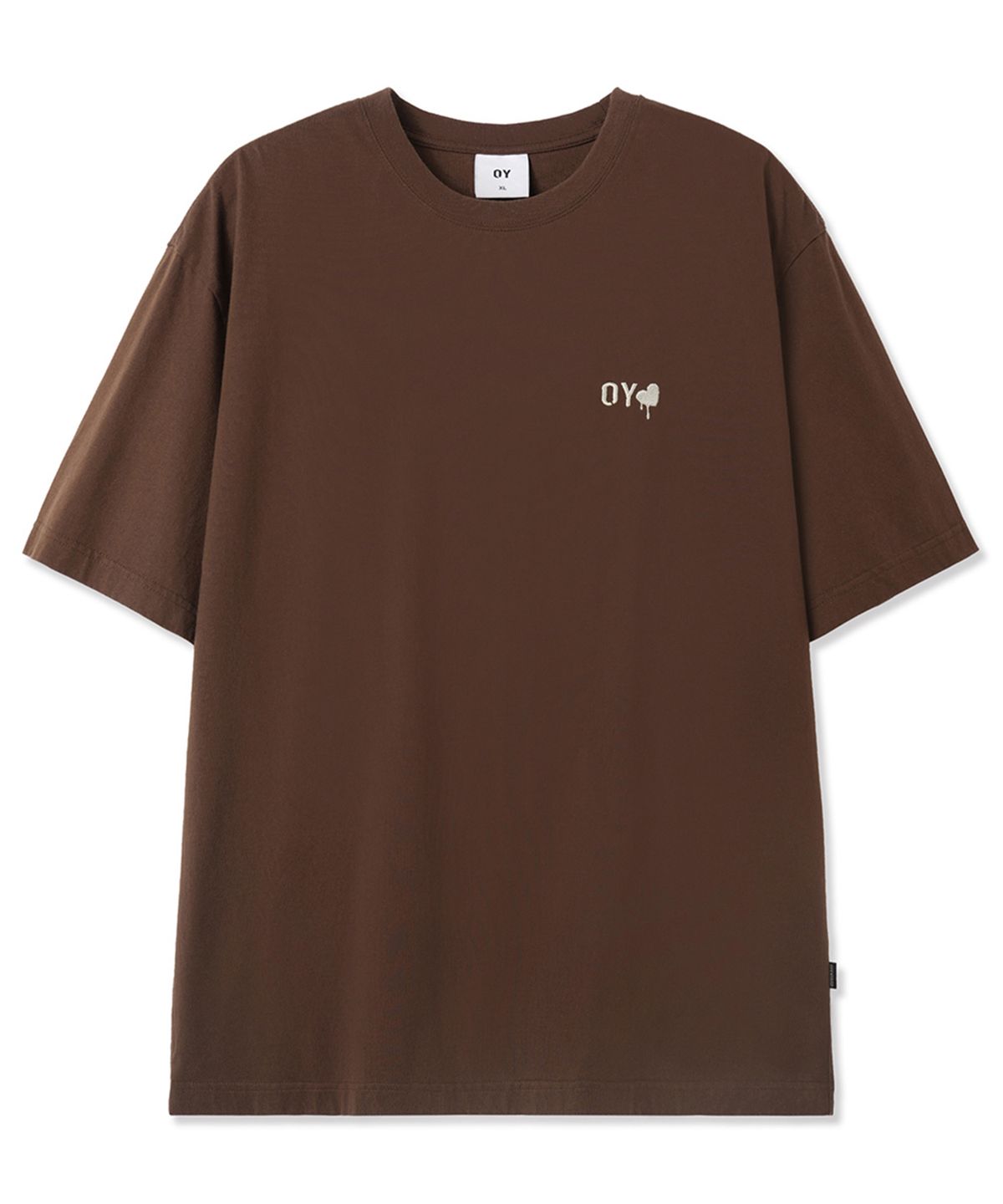 오픈야드(오와이)(OPENYARD(OY)) EMBROIDERED HEART TEE - BROWN