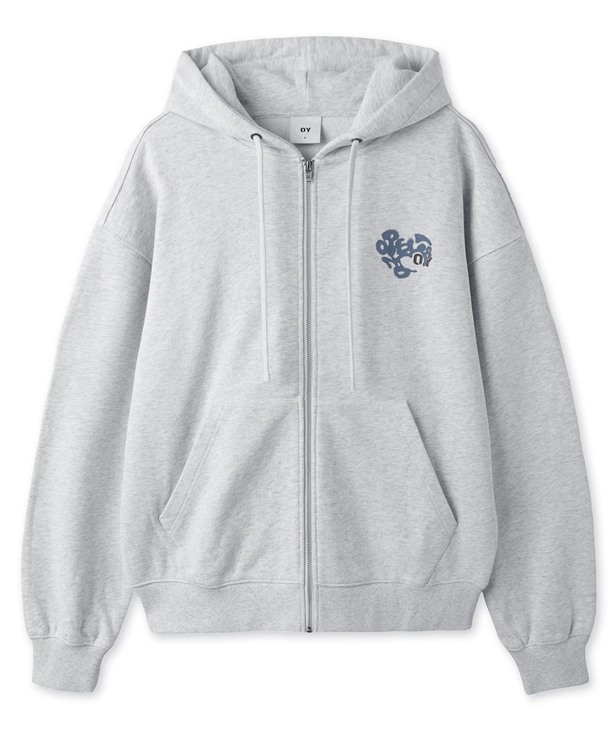 오픈야드(오와이)(OPENYARD(OY)) HEART GRAFFITI SPRAY HOODIE ZIP UP - LIGHT MELANGE
