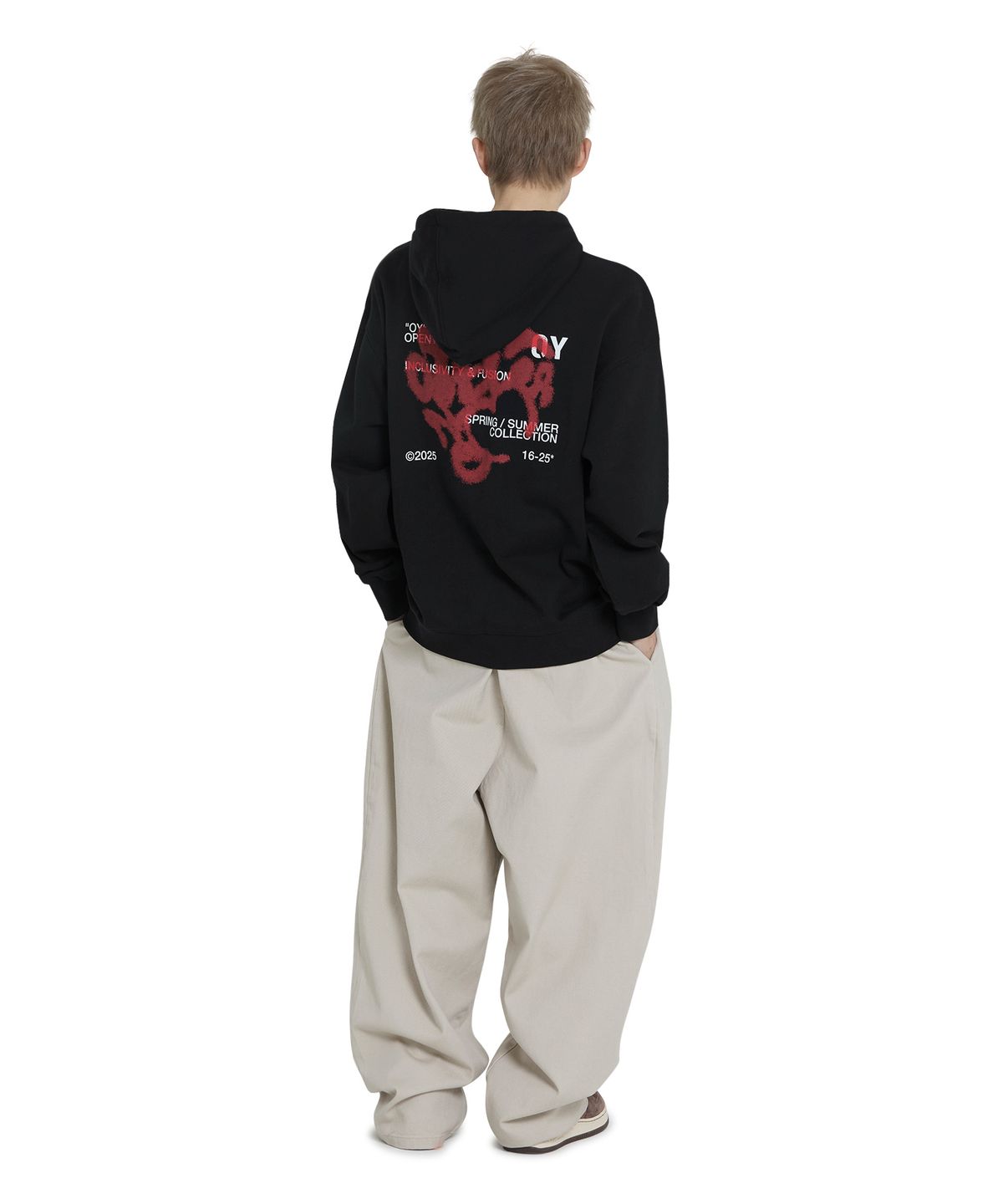 오픈야드(오와이)(OPENYARD(OY)) HEART GRAFFITI SPRAY HOODIE ZIP UP - BLACK