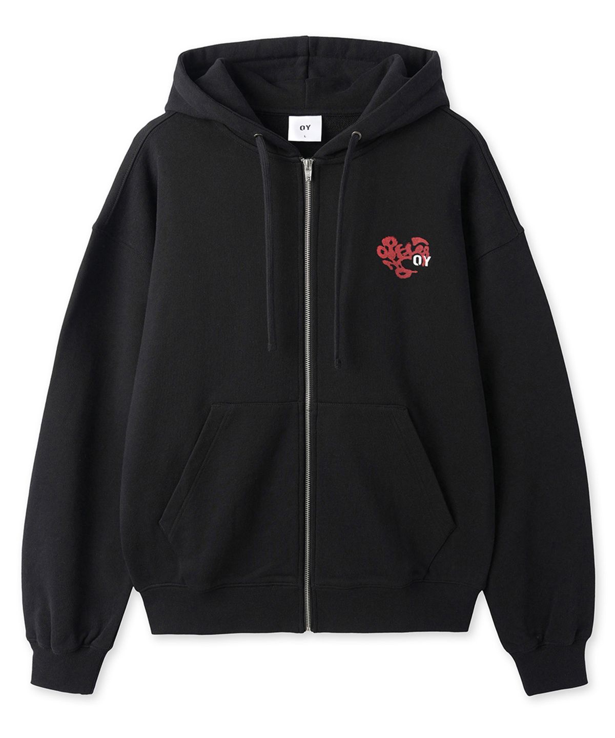 오픈야드(오와이)(OPENYARD(OY)) HEART GRAFFITI SPRAY HOODIE ZIP UP - BLACK