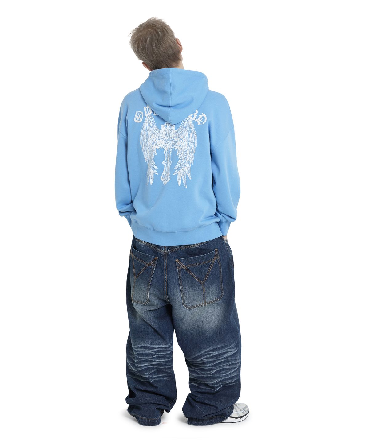 오픈야드(오와이)(OPENYARD(OY)) GOTHIC CROSS HOODIE ZIP UP - LIGHT BLUE