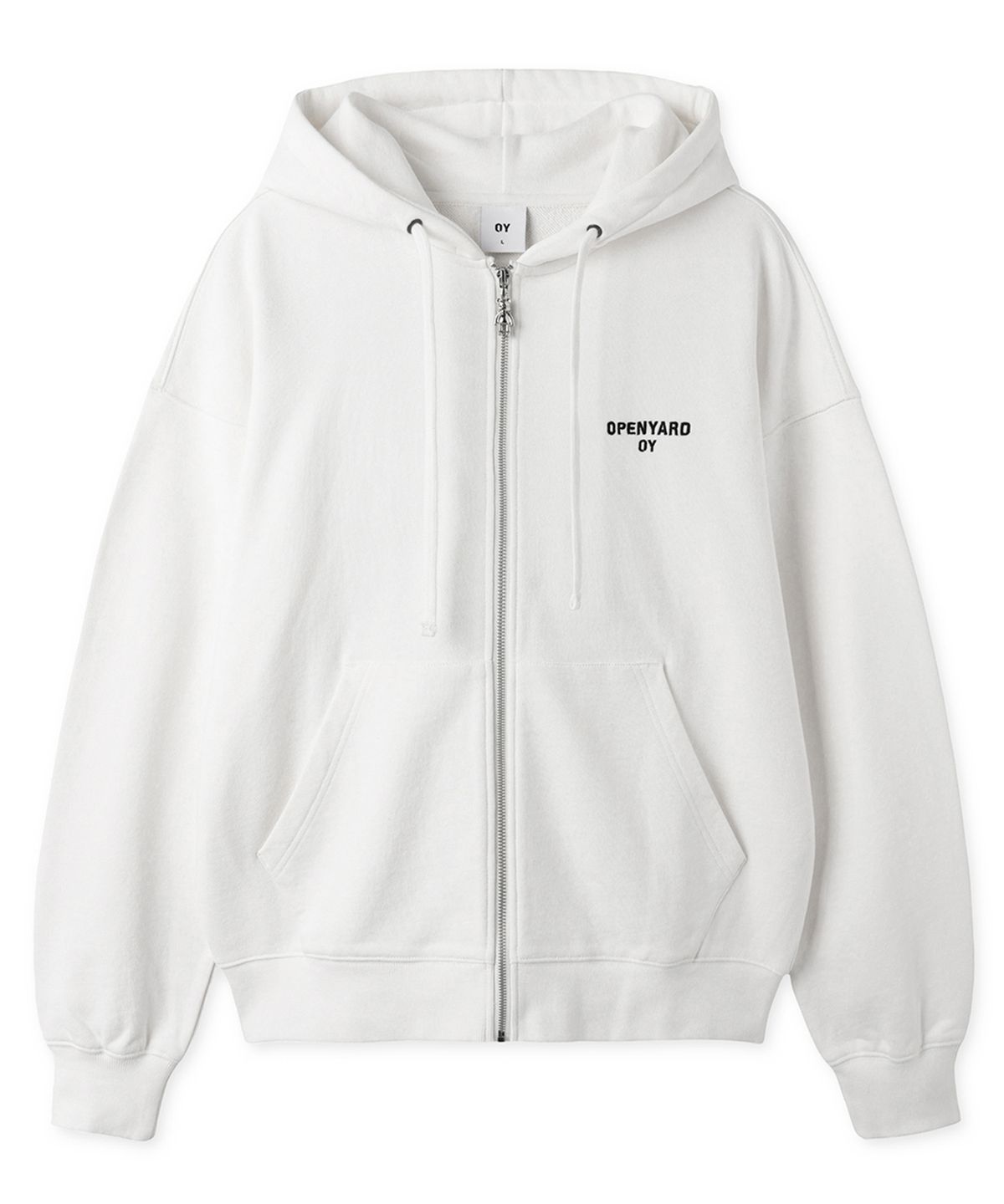 오픈야드(오와이)(OPENYARD(OY)) EMBROIDERED SKETCH DOLLY HOODIE ZIP UP - WHITE