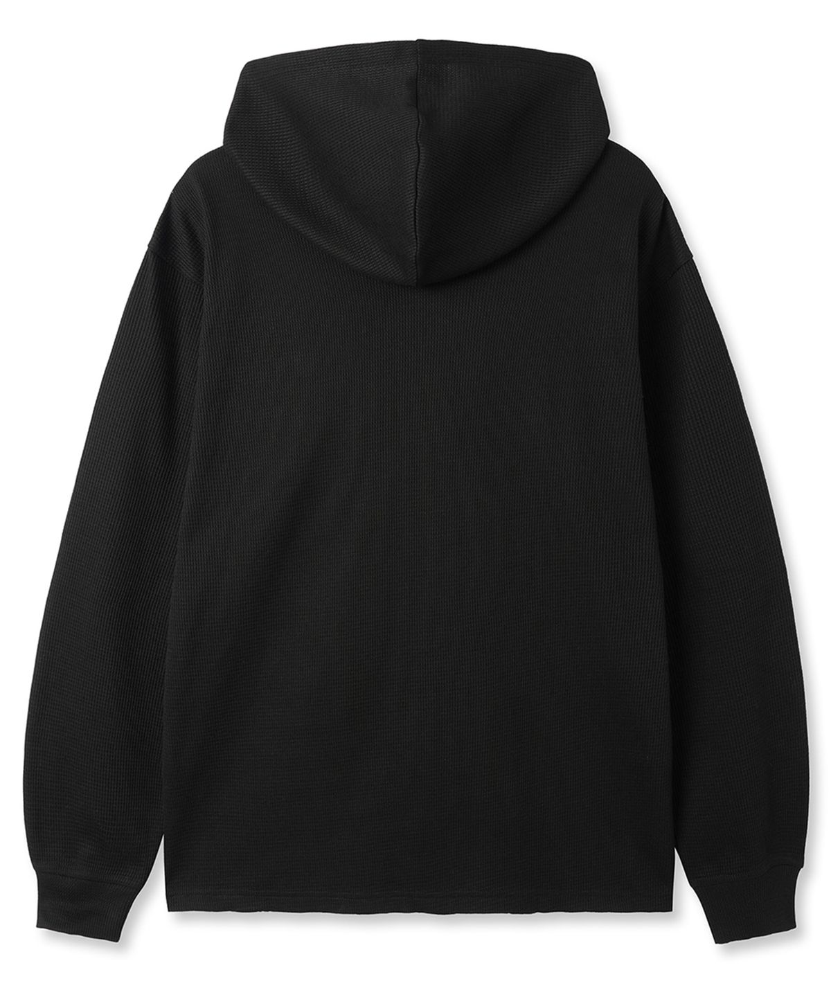 오픈야드(오와이)(OPENYARD(OY)) WAFFLE HOODIE L/S TOP - BLACK