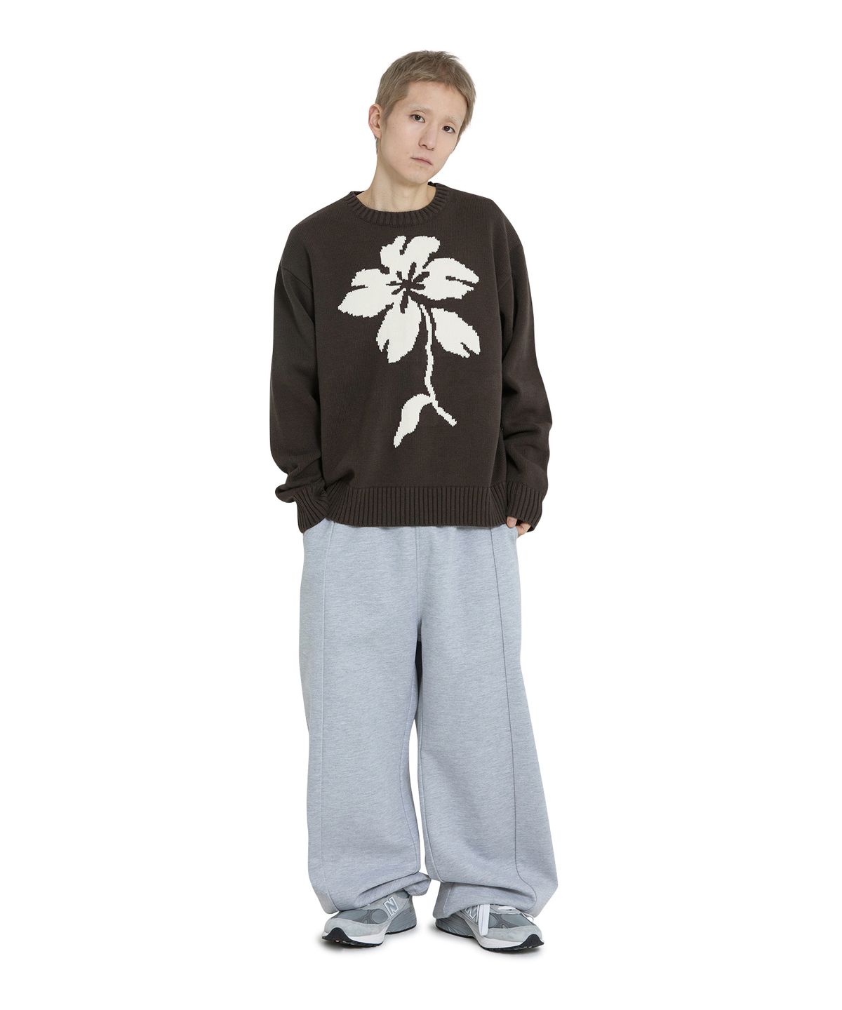 오픈야드(오와이)(OPENYARD(OY)) FLORAL BLOOM KNIT - BROWN