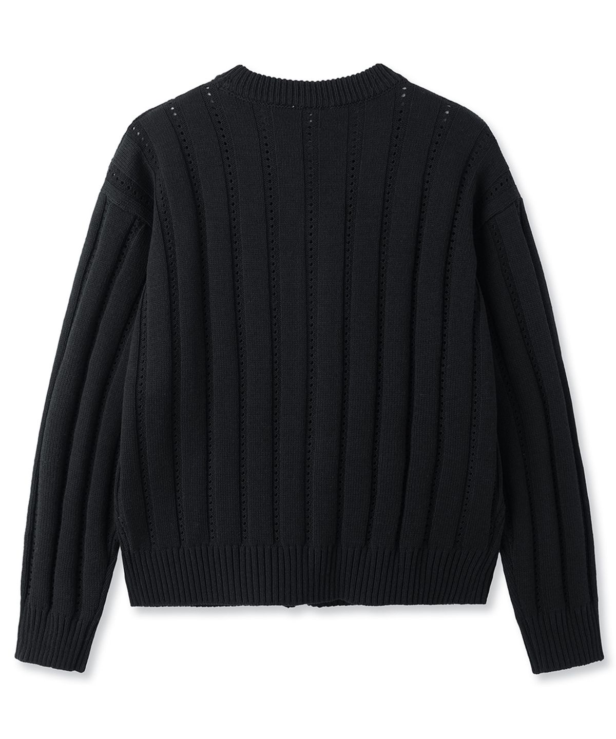 오픈야드(오와이)(OPENYARD(OY)) MODISH CROPPED STRIPE CARDIGAN - BLACK
