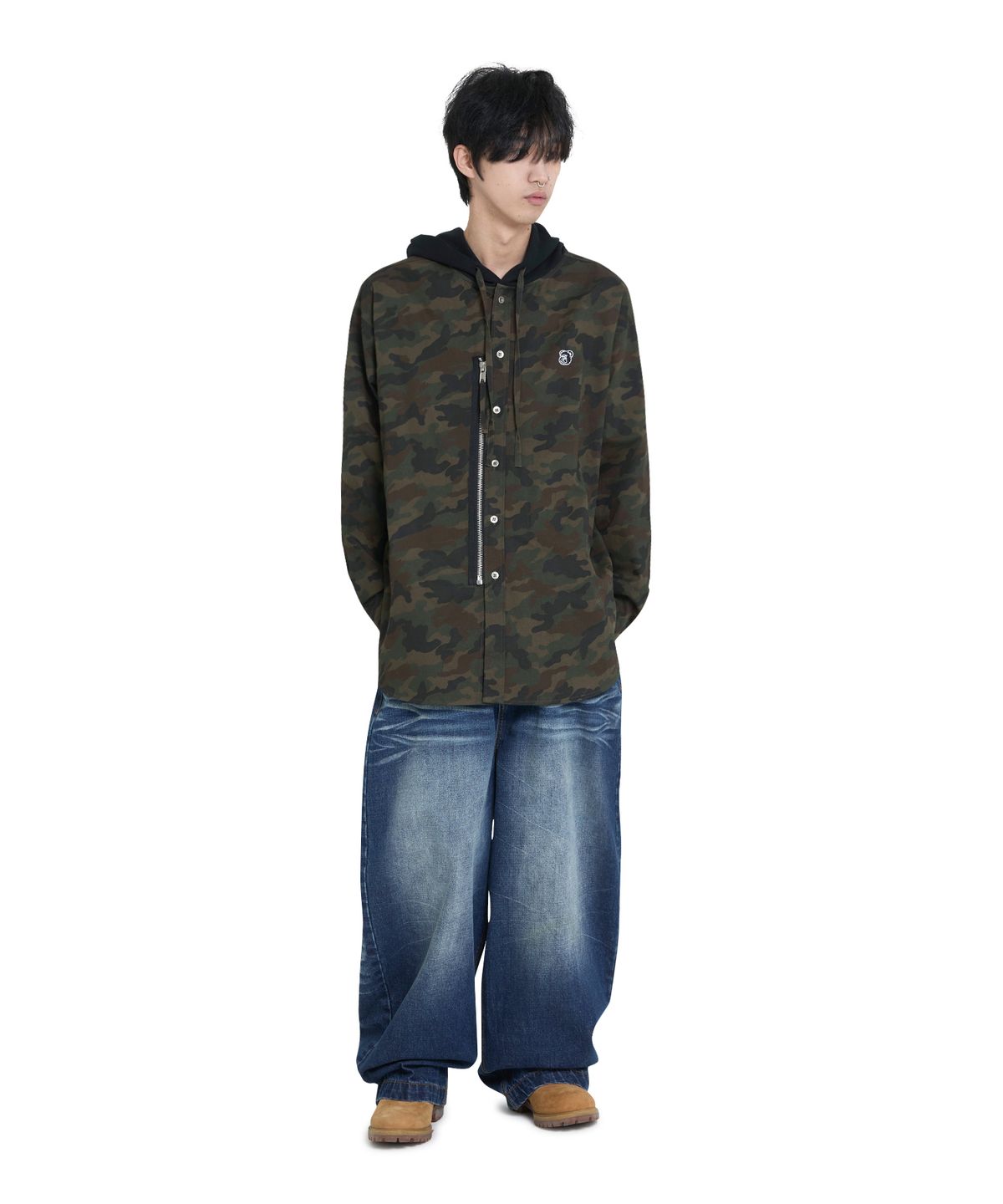 오픈야드(오와이)(OPENYARD(OY)) CAMO ZIP HOODIE SHIRT