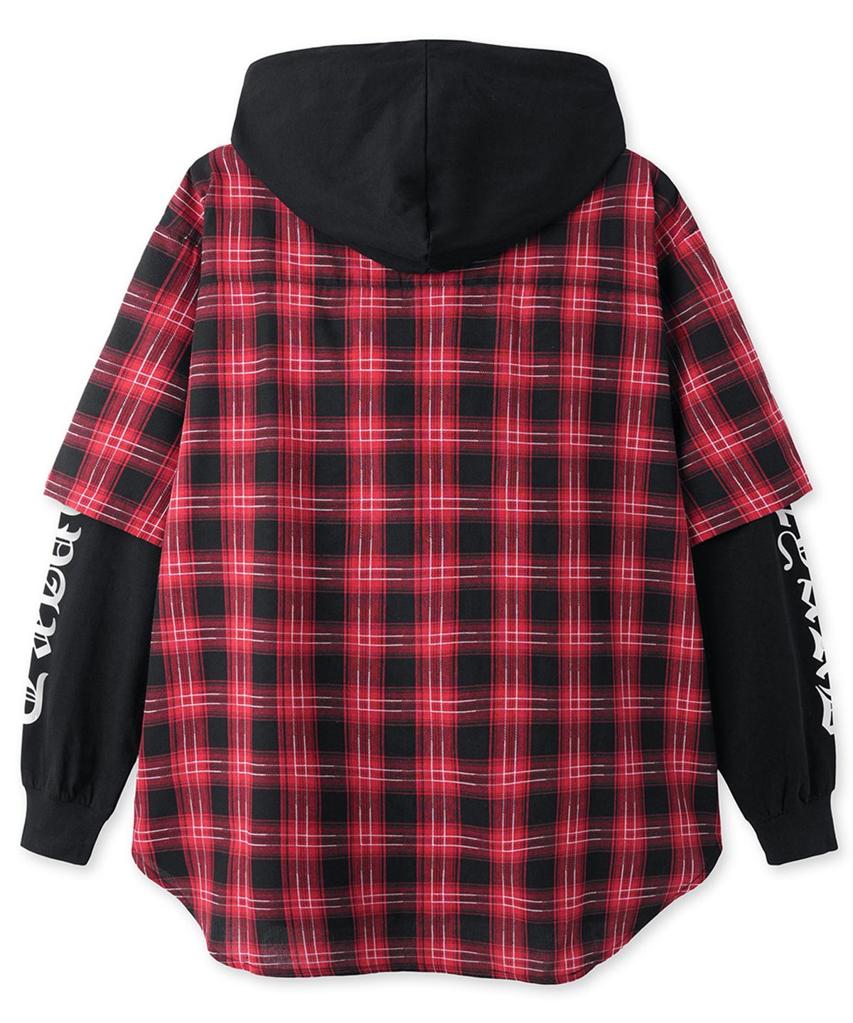 오픈야드(오와이)(OPENYARD(OY)) LAYERED CHECK ZIP HOODIE SHIRT - RED