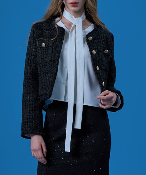 ジャケット・アウター MUSINSA ROUND NECK TWEED JACKET MUSINSA | MUSINSA STANDARD WOMAN Women's Round Neck Tweed
