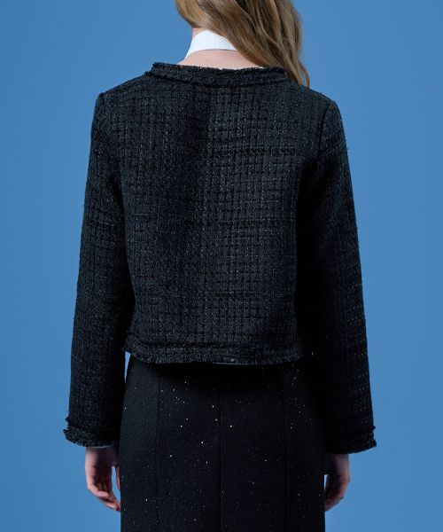 ジャケット・アウター MUSINSA ROUND NECK TWEED JACKET MUSINSA公式 | MUSINSA STANDARD WOMAN Women's Round Neck