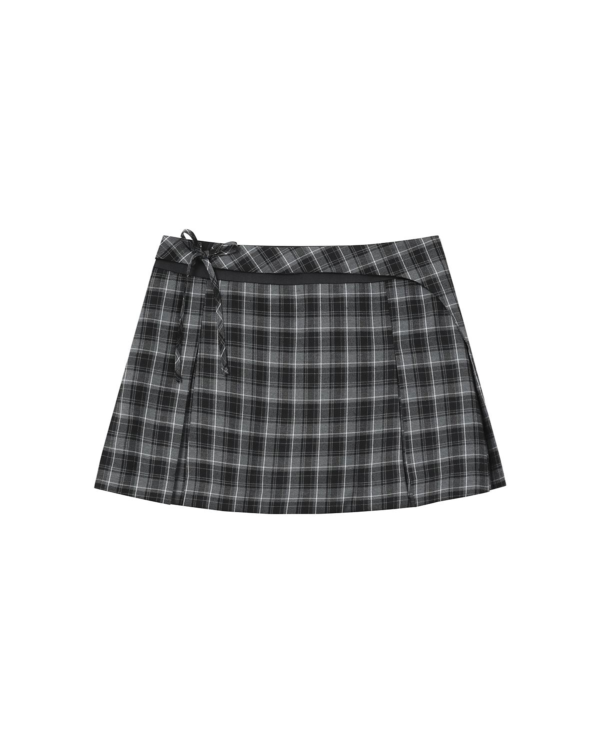 미세키서울(MISEKI SEOUL) Pocket layered check skirt CHARCOAL