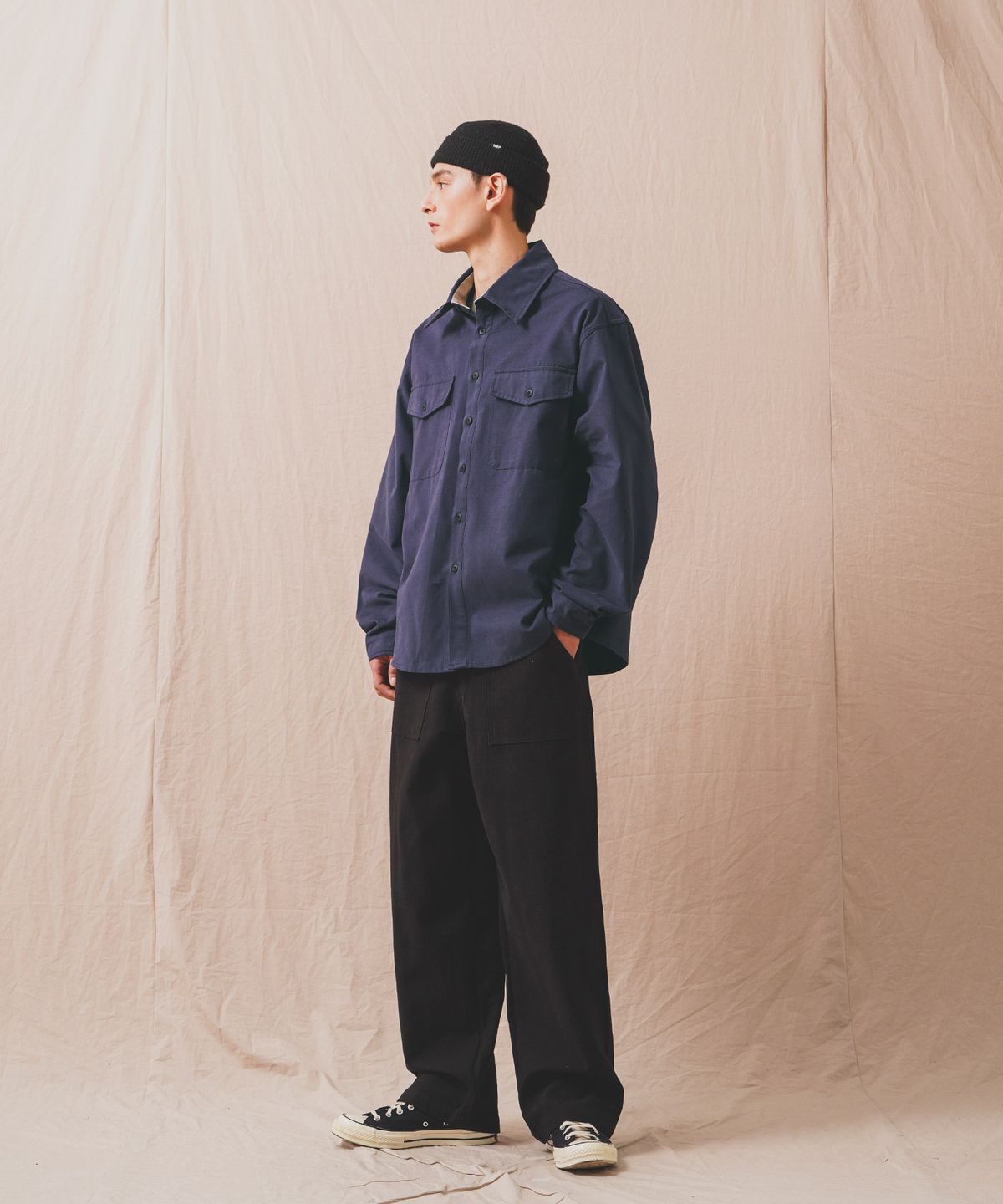 퍼스텝(PERSTEP) 러프 슬랍 퍼티그팬츠 블랙 JULP4678