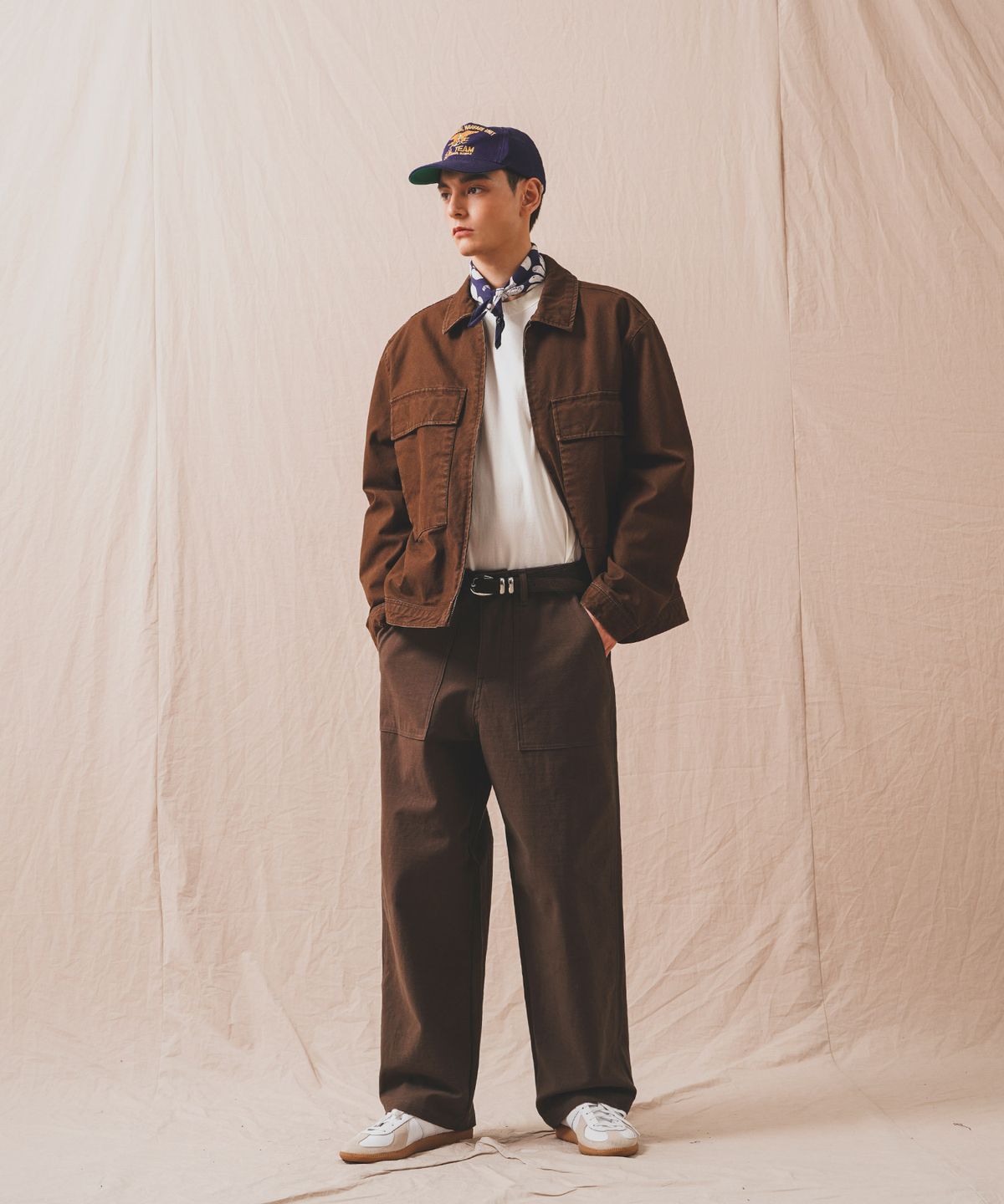 퍼스텝(PERSTEP) 러프 슬랍 퍼티그팬츠 브라운 JULP4678