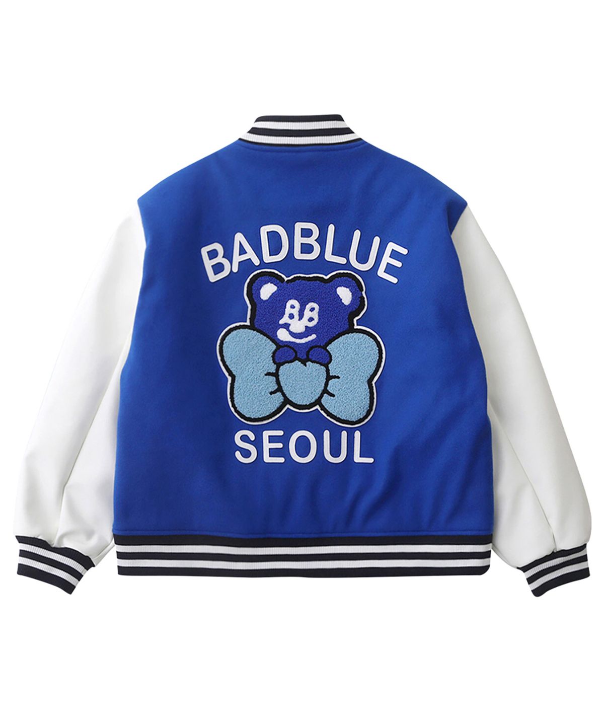 배드블루(BADBLUE) BadBear Seoul Varsity Jacket Blue