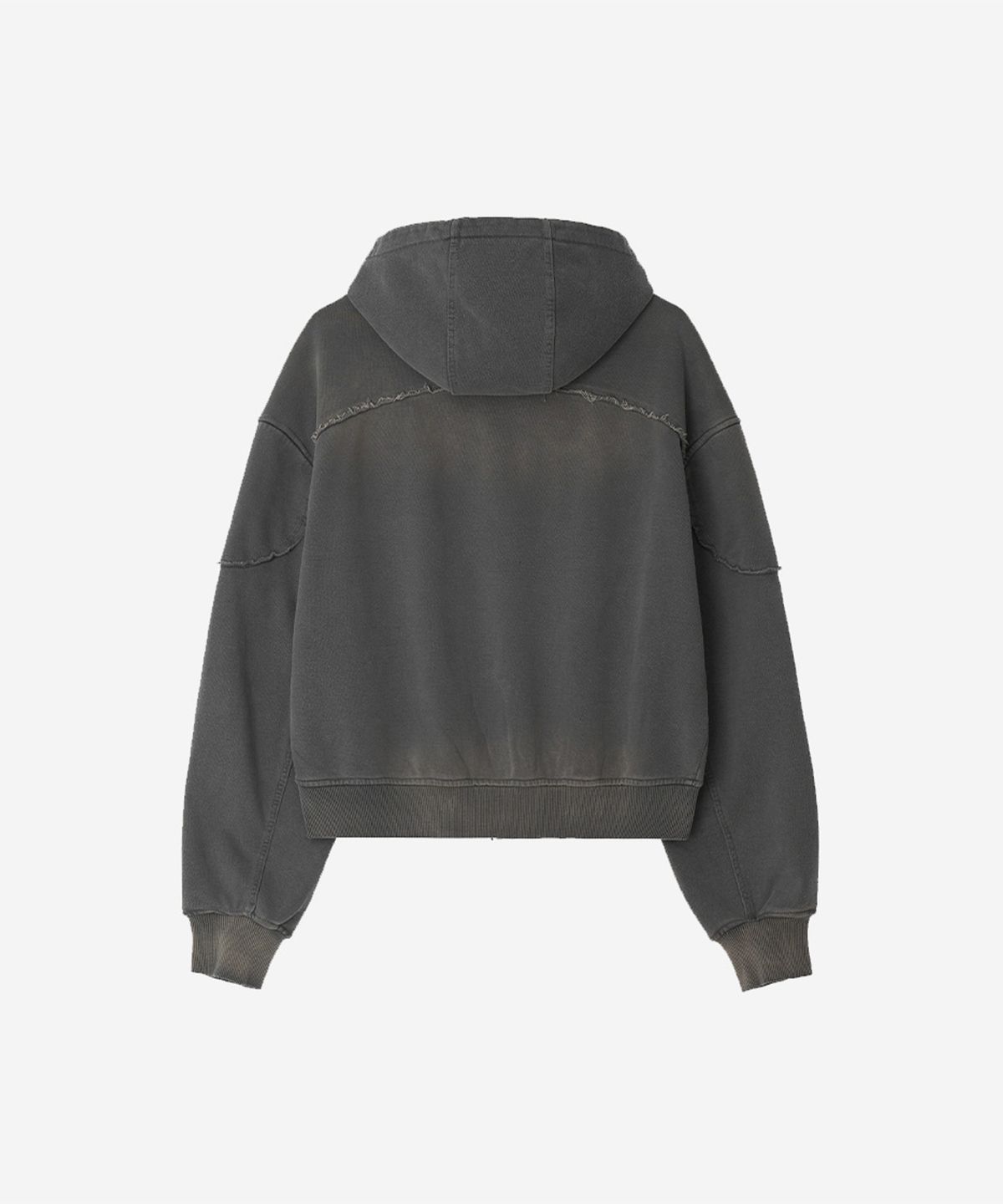 비엘알(BLR) Bleached Curved Incision Sweat Hoodie Zip-up Grey (M)