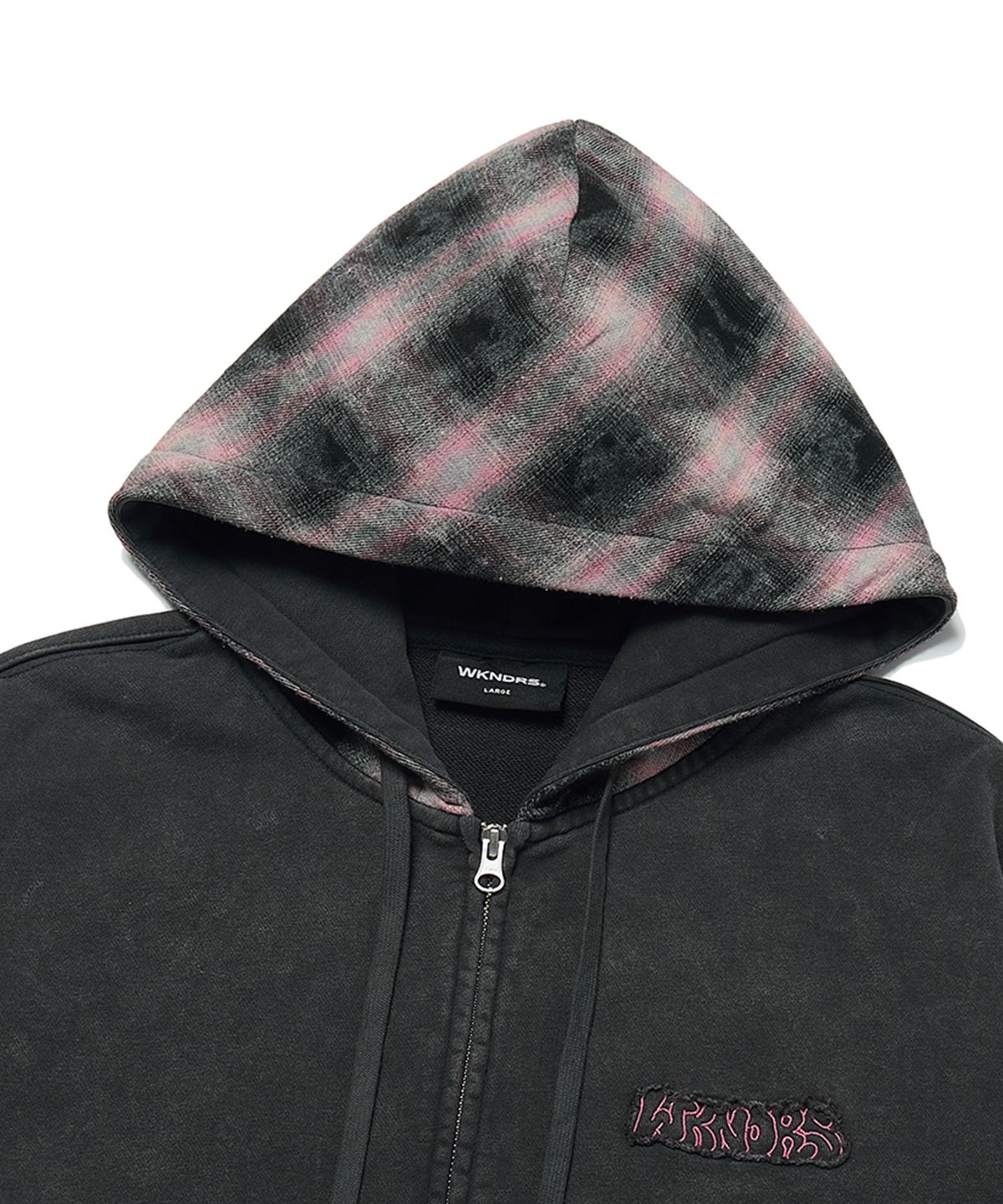 위캔더스(WKNDRS) CHECKERED ZIPUP HOODIE (CHARCOAL)