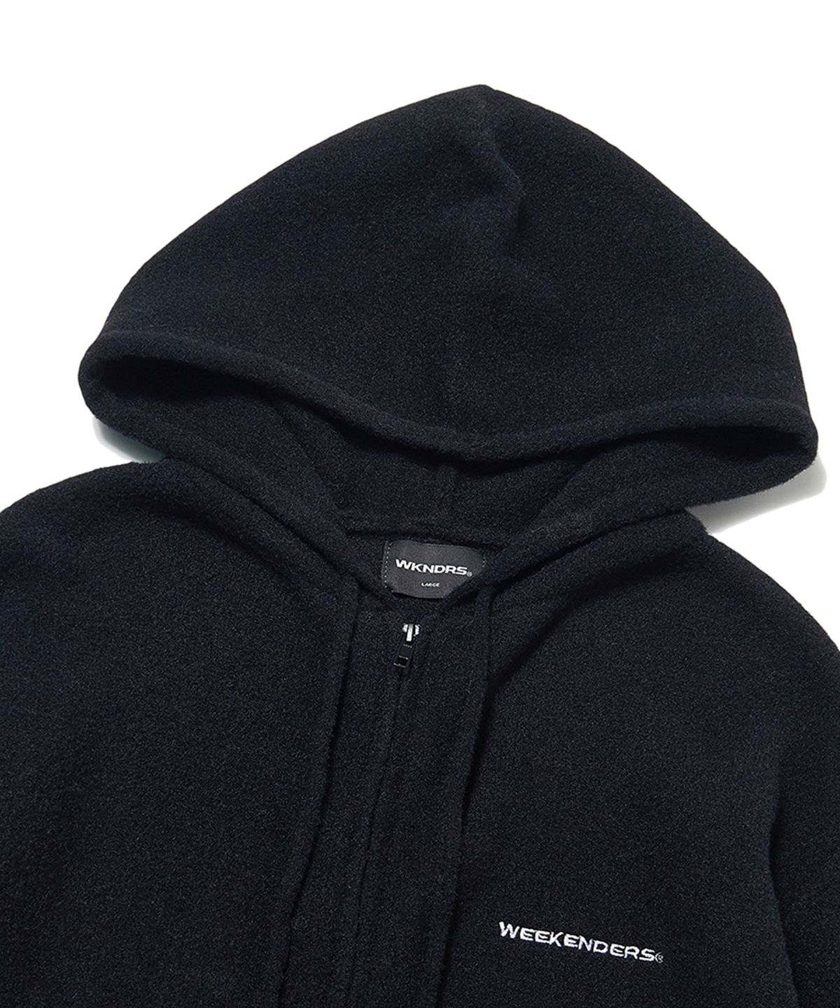 위캔더스(WKNDRS) HAIRY KNIT ZIPUP HOODIE (BLACK)