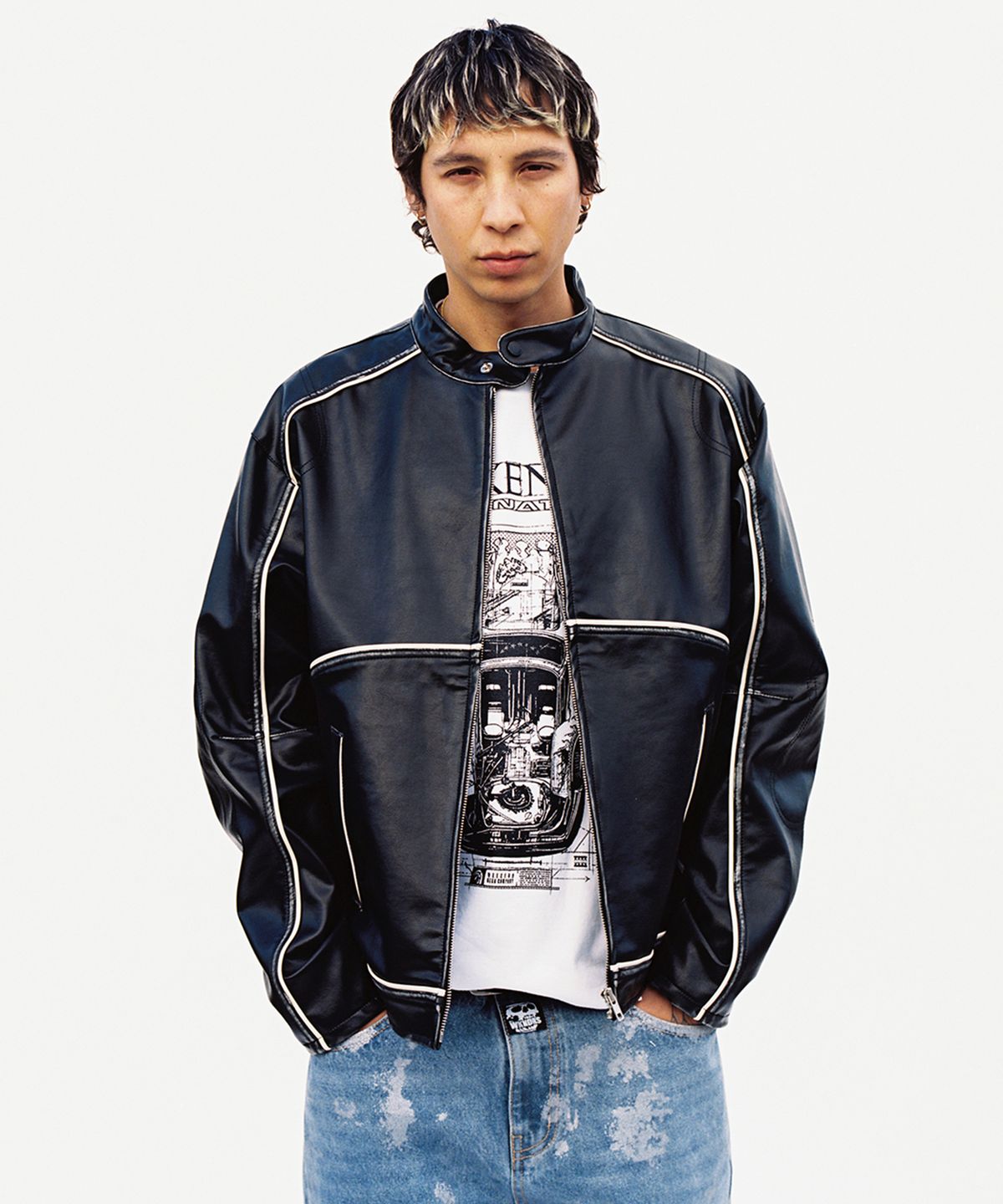 위캔더스(WKNDRS) WASHED LEATHER JK (BLACK)
