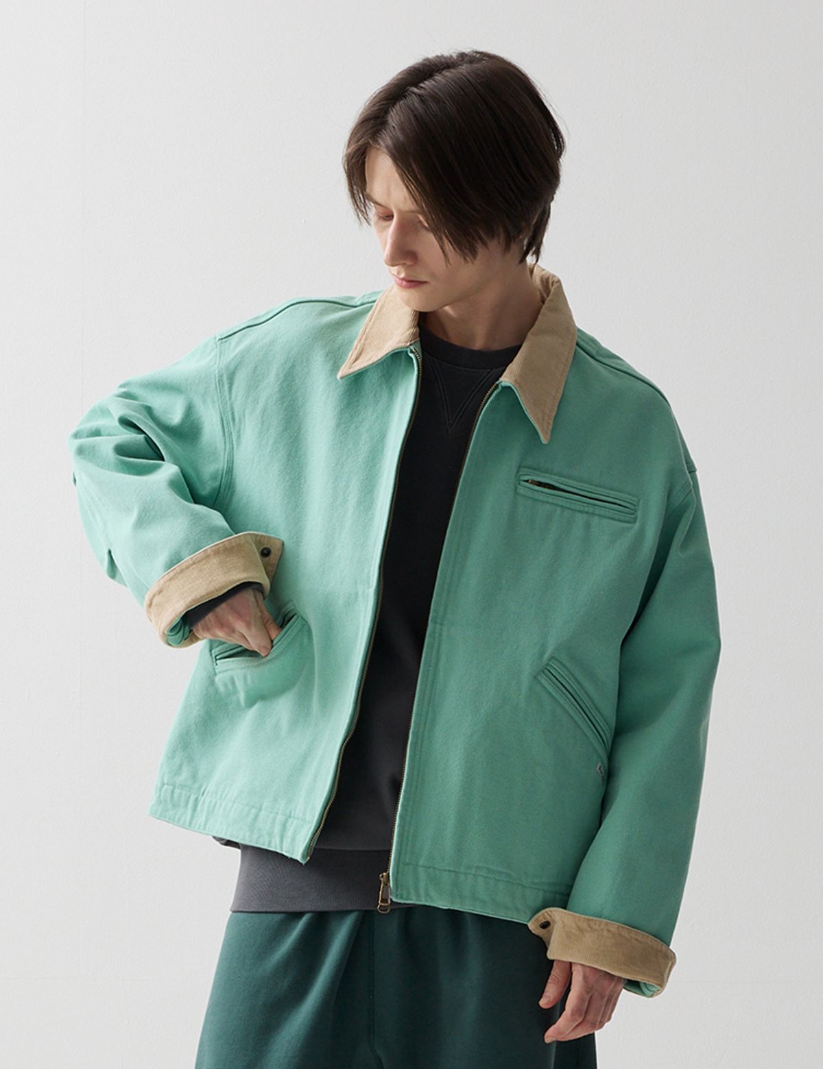 네이머클로딩(NAMERCLOTHING) 25SS HARD FADED WORK JACKET PISTACHIO