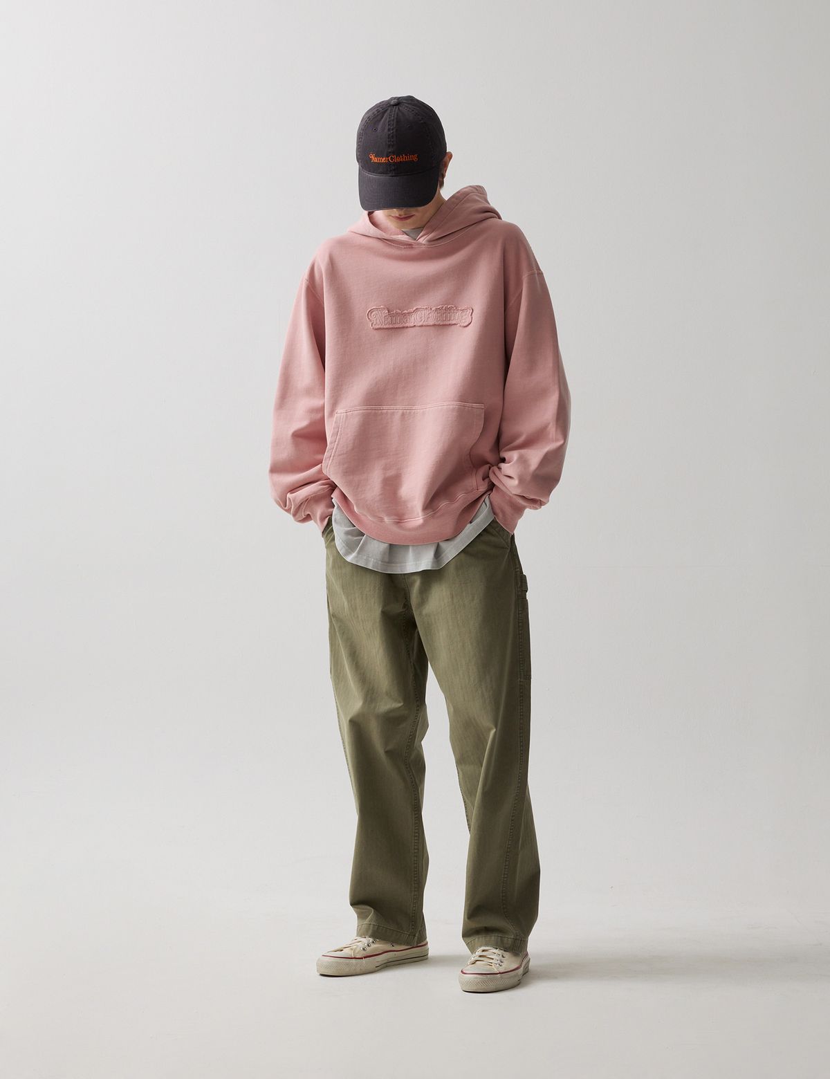 네이머클로딩(NAMERCLOTHING) DYED BASIC LOGO HODDIE PINK