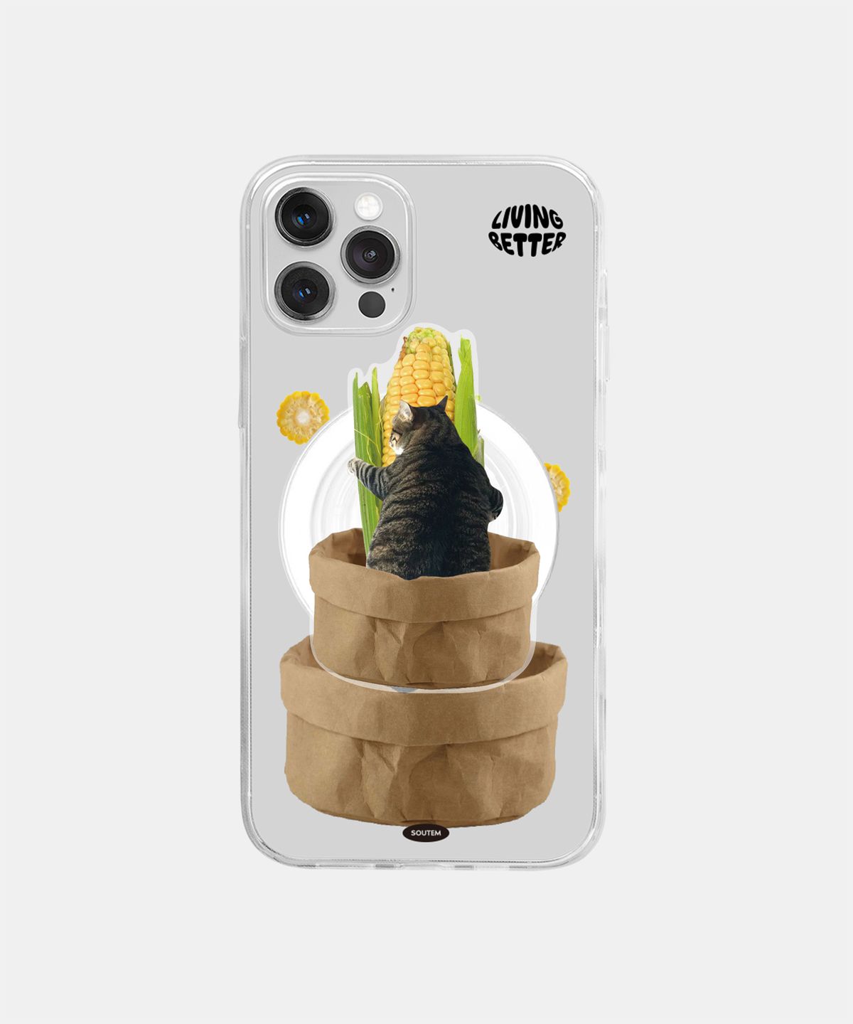 소유템(SOUTEM) [Magsafe] Supermarket cat_Clear Phone Case Tok Set