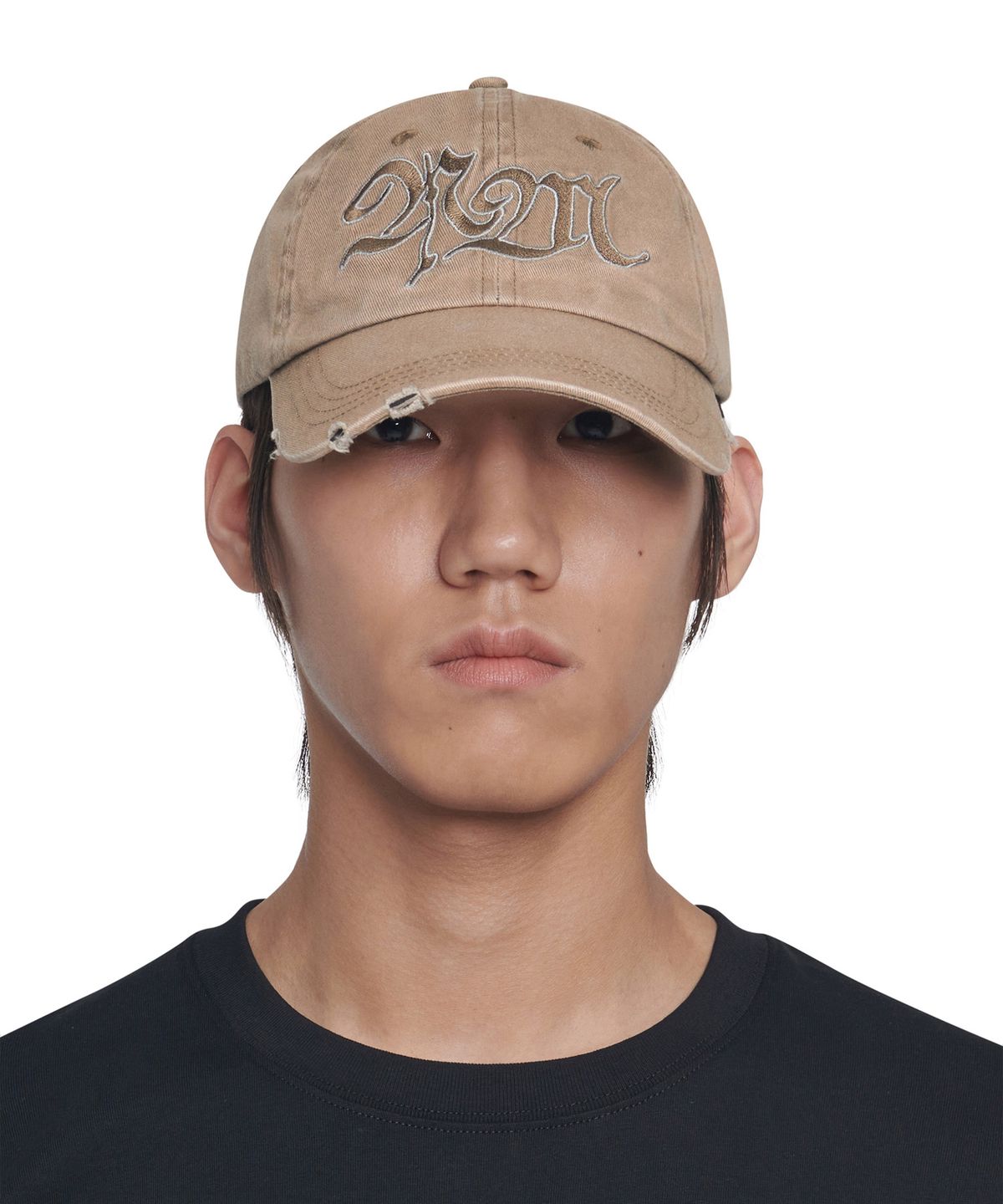 노매뉴얼(NOMANUAL) BLEACHED NM LOGO BALL CAP - MUD