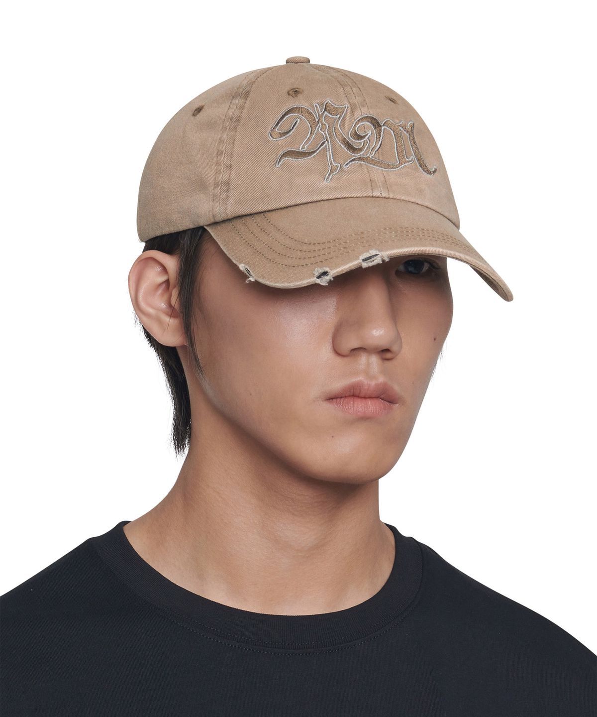 노매뉴얼(NOMANUAL) BLEACHED NM LOGO BALL CAP - MUD