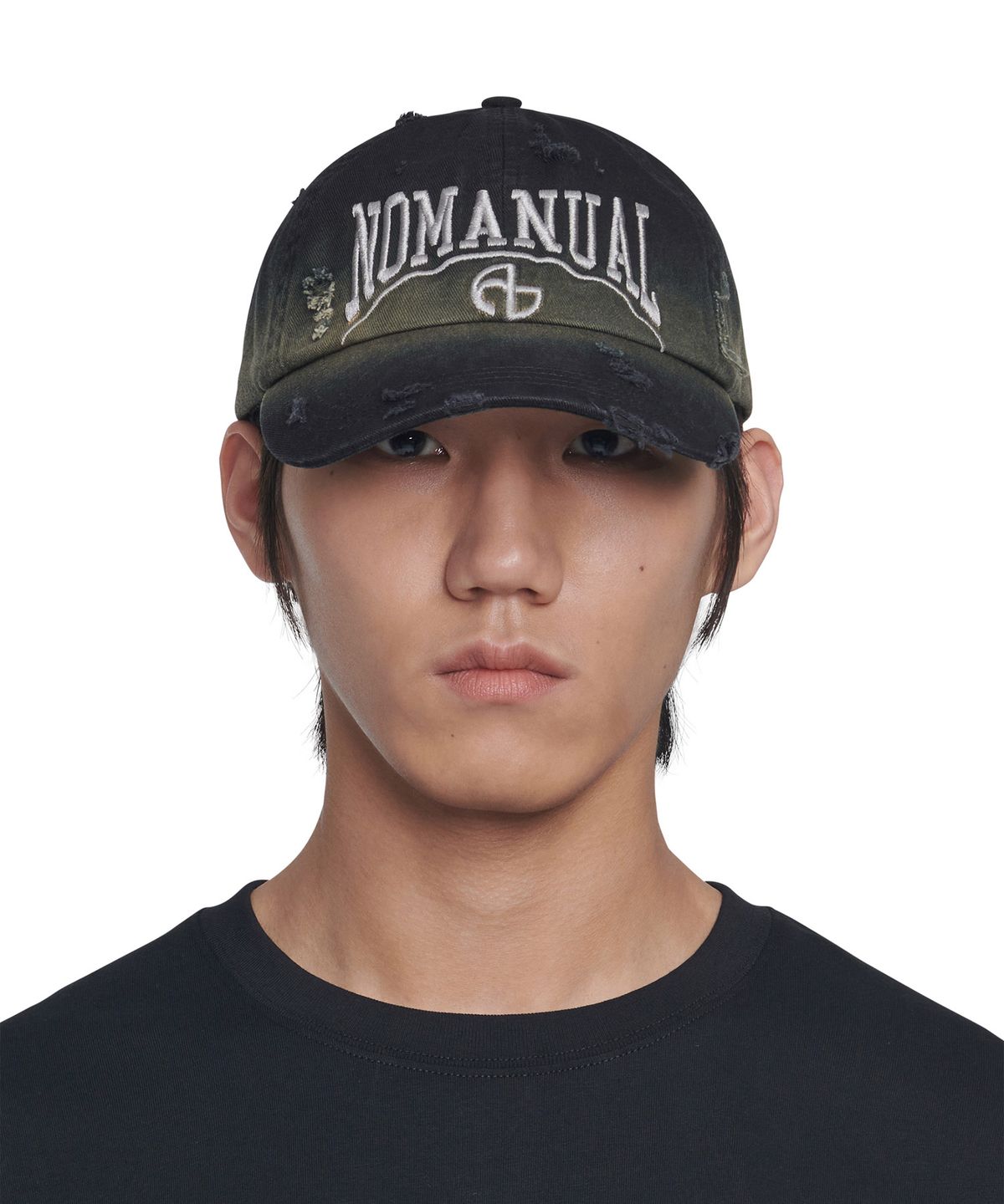 노매뉴얼(NOMANUAL) DESTROYED BALL CAP - WASHED BLACK
